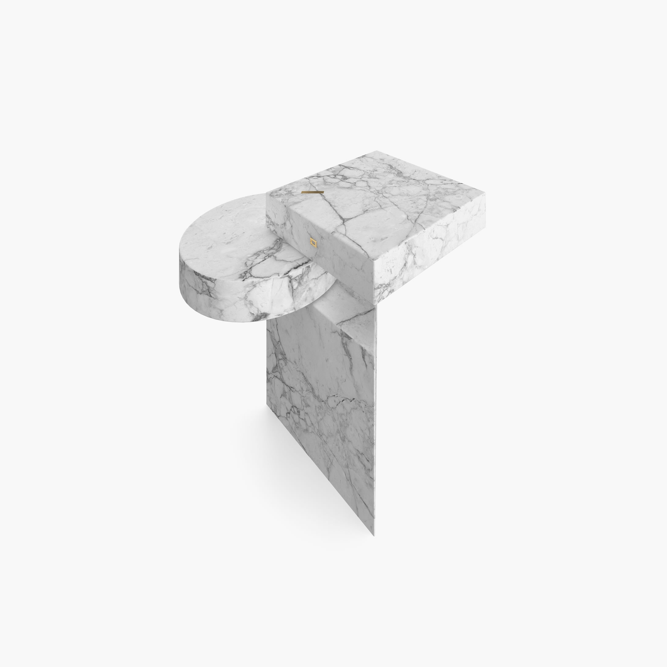 Beistelltisch Zylinder Quader Prisma Weiss Arabescato Marmor elegant Wohnzimmer Kunstwerk Beistelltische FS 116 FELIX SCHWAKE