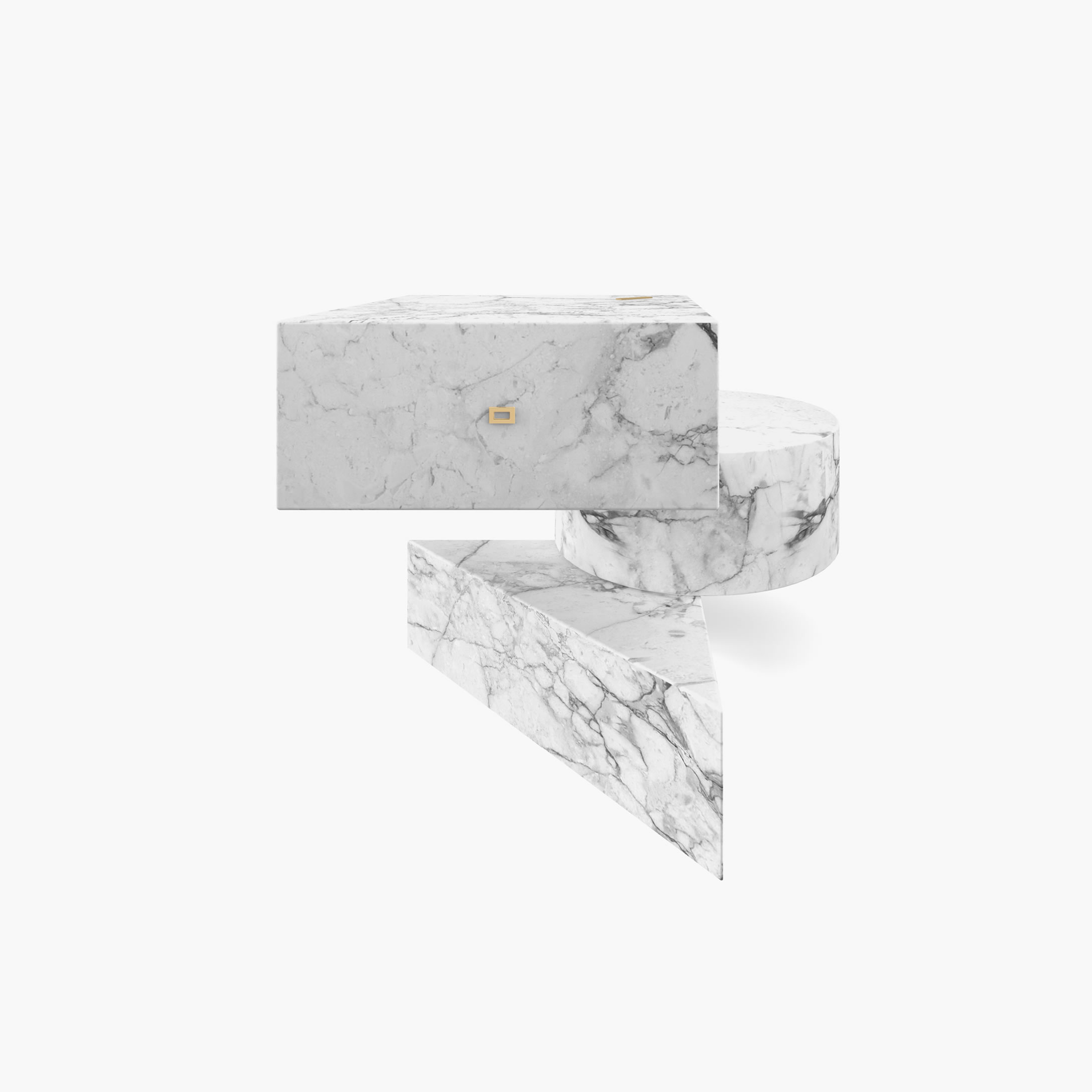 Beistelltisch Zylinder Quader Prisma Weiss Arabescato Marmor zeitlos Wohnzimmer Kunstwerk Beistelltische FS 130 1 FELIX SCHWAKE