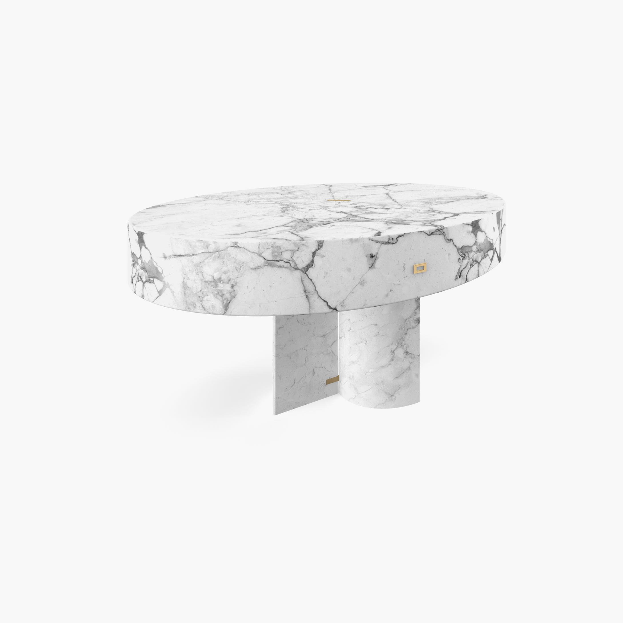 Beistelltisch rund Zylinder Quader Prisma Weiss Arabescato Marmor elegant Wohnzimmer Kunstwerk Beistelltische FS 127 FELIX SCHWAKE