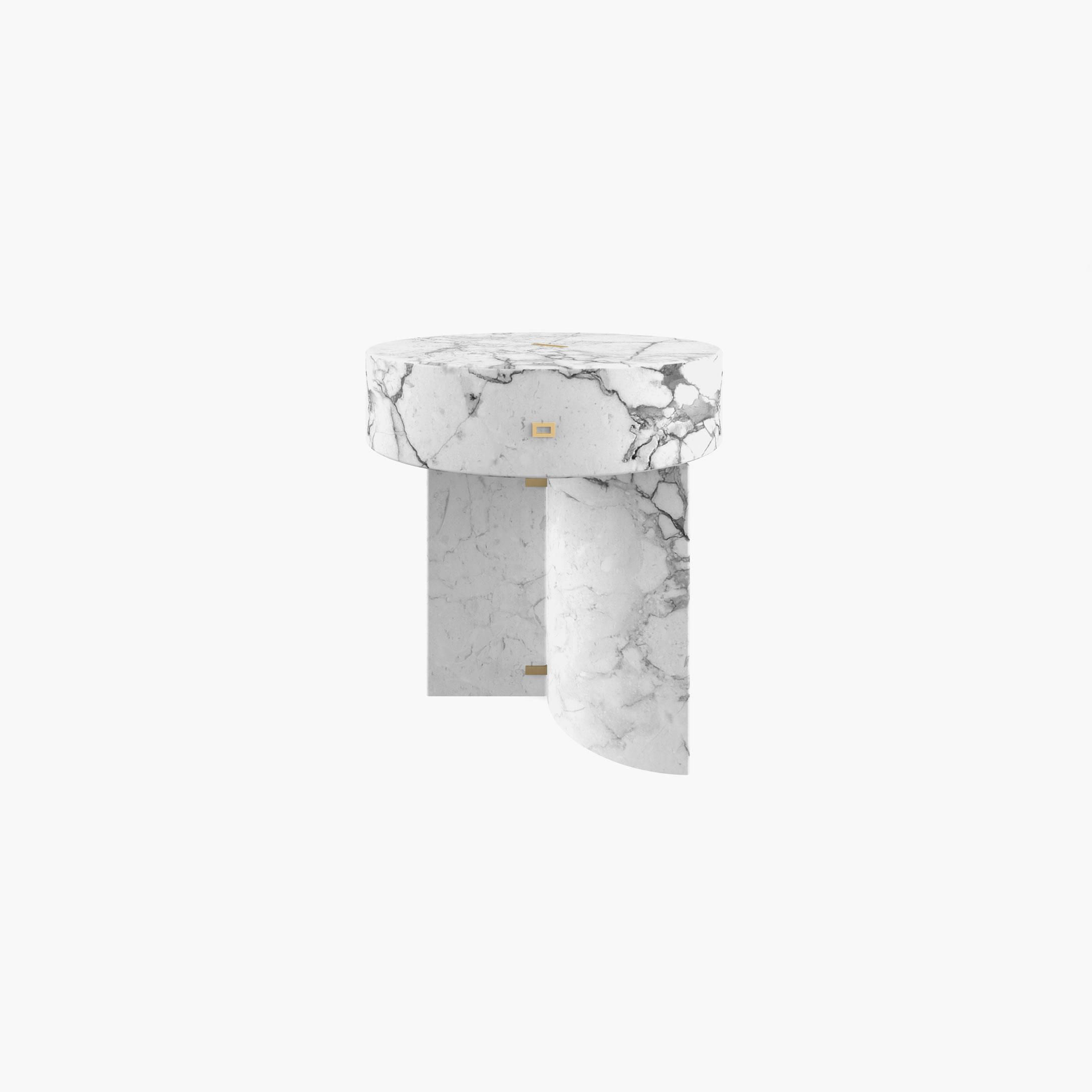 Beistelltisch rund Zylinder Quader Prisma Weiss Arabescato Marmor minimalistisch Wohnzimmer Innenarchitektur Beistelltische FS 128 a FELIX SCHWAKE