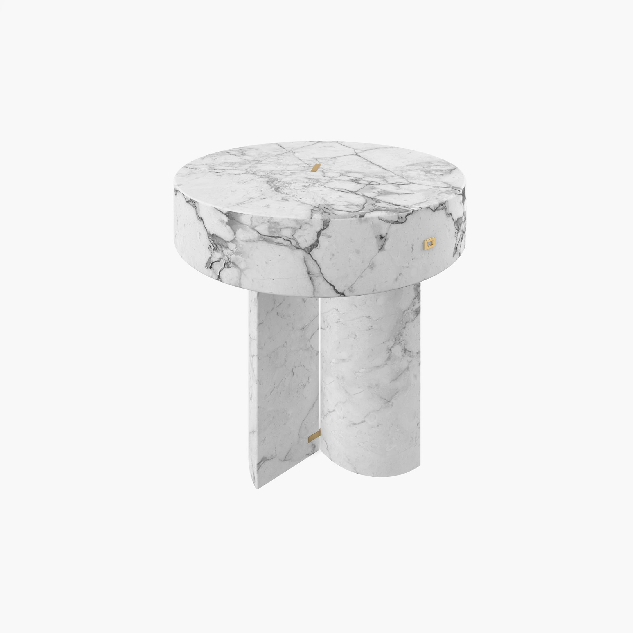 Beistelltisch rund Zylinder Quader Prisma Weiss Arabescato Marmor tolle Wohnzimmer Designer Beistelltische FS 129 1 FELIX SCHWAKE