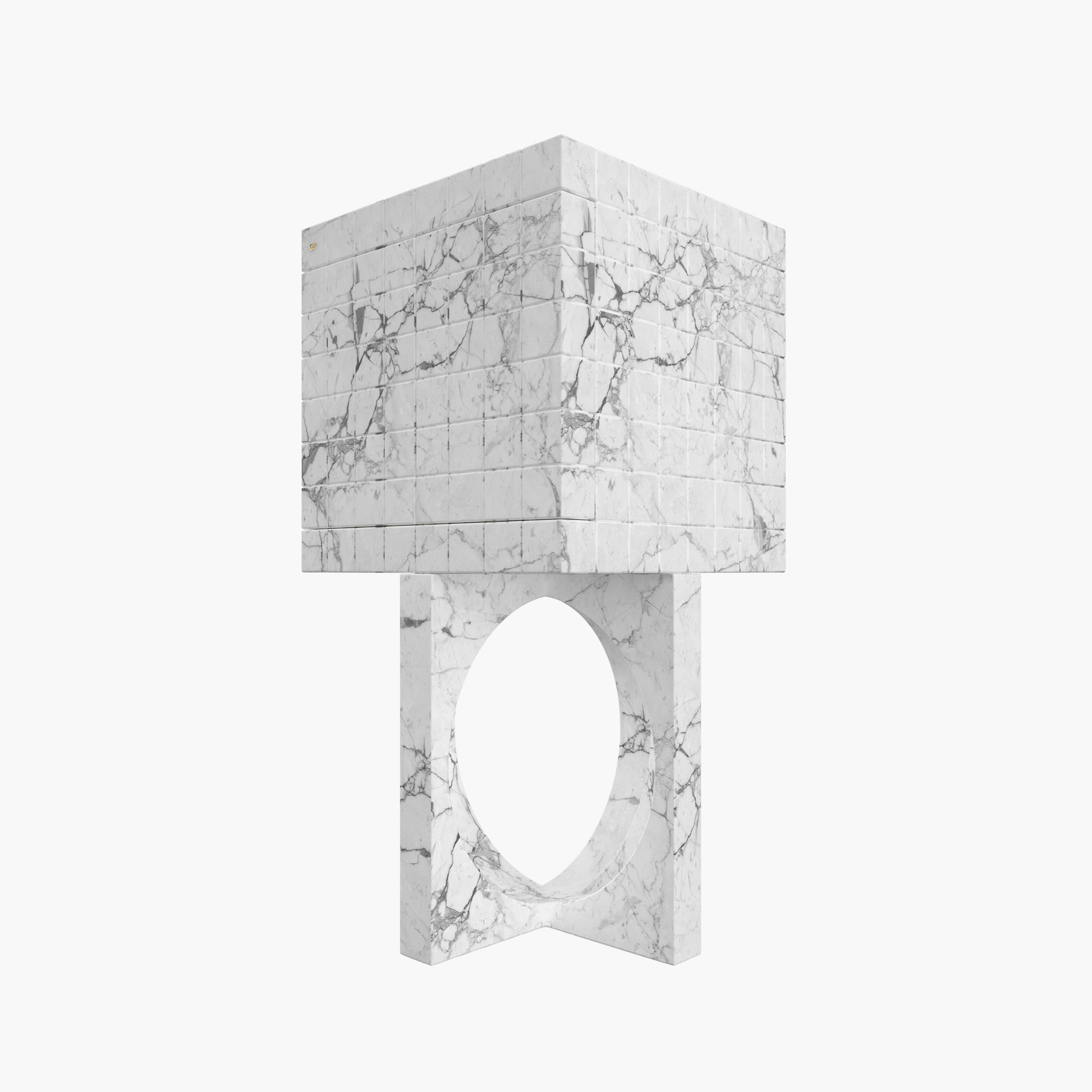 Cabinet of cuboids White Arabescato Marble high end Living Room modern art Cabinets FS 146 B FELIX SCHWAKE