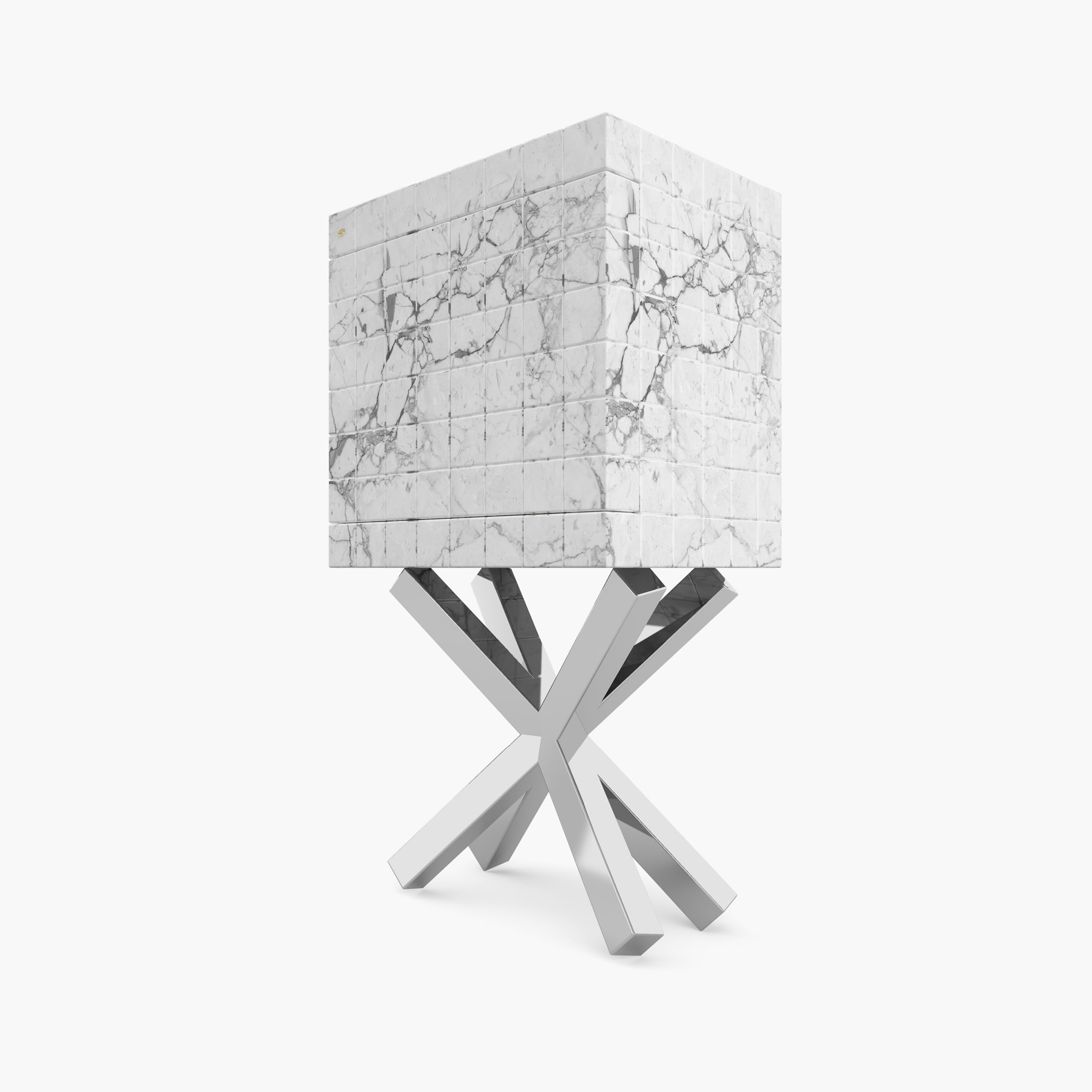 Cabinet of cuboids White Arabescato Marble minimalist Living Room Luxury Cabinets FS 146 A FELIX SCHWAKE