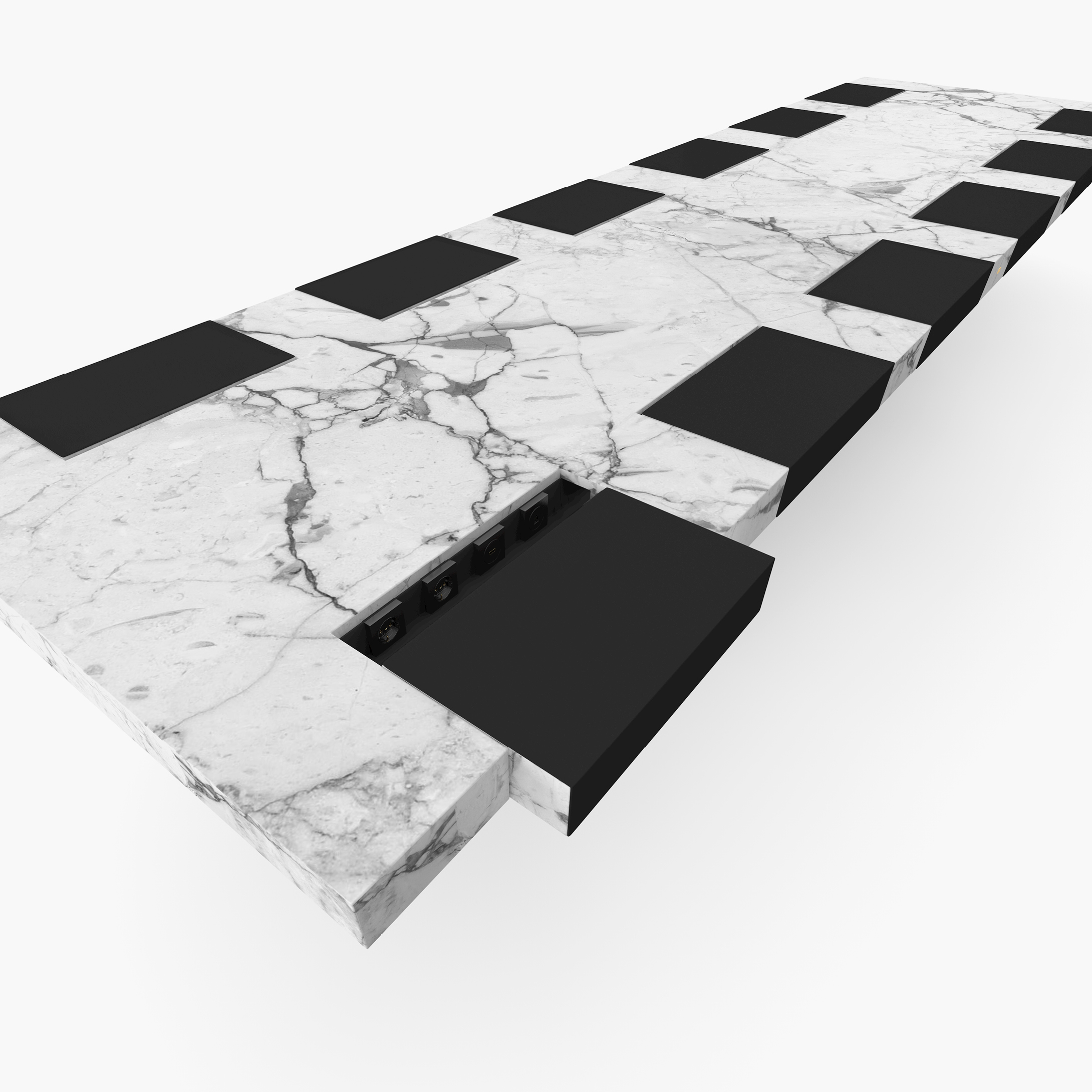 Conference Table very large with pull out writing pads White Arabescato Marble hand crafted Boardroom creation Conference ┬┤Tables FS 422 FELIX SCHWAKE