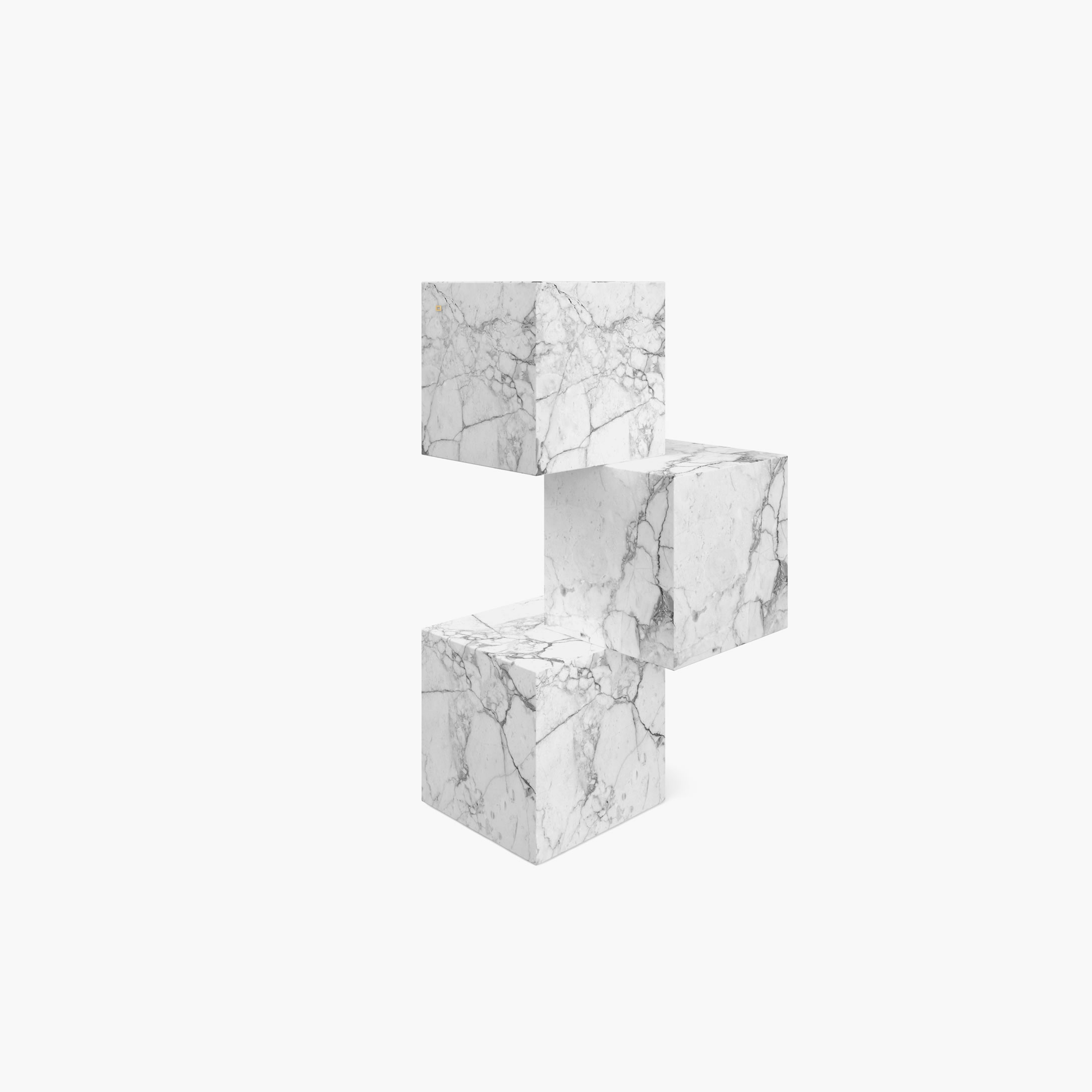 Console stacked cubes White Arabescato Marble unfathomable simplicity Living Room minimalis