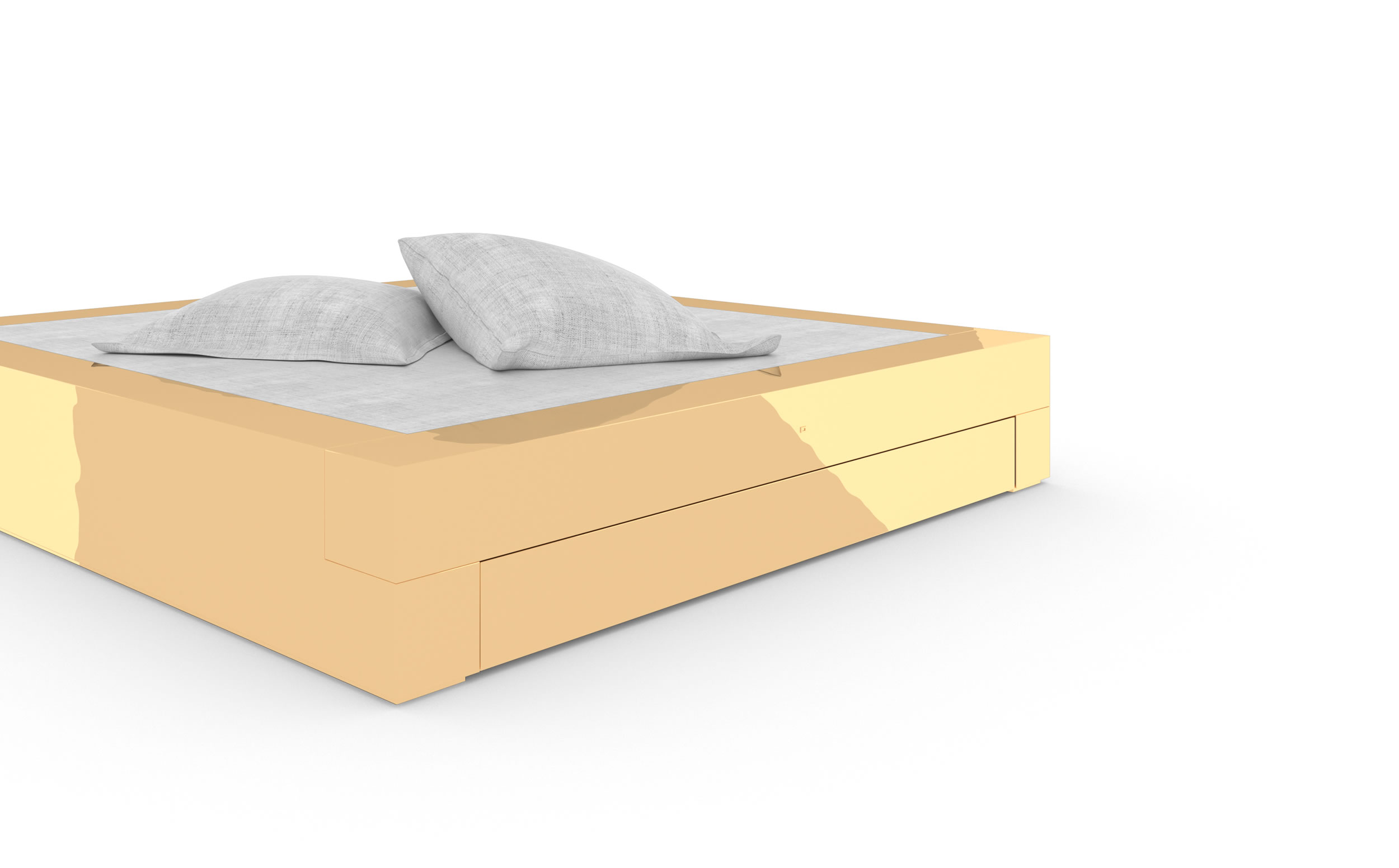 Design Bed Drawers Gold Luxury Handcrafted Unique Purist Exclusive InteriorFELIX SCHWAKE