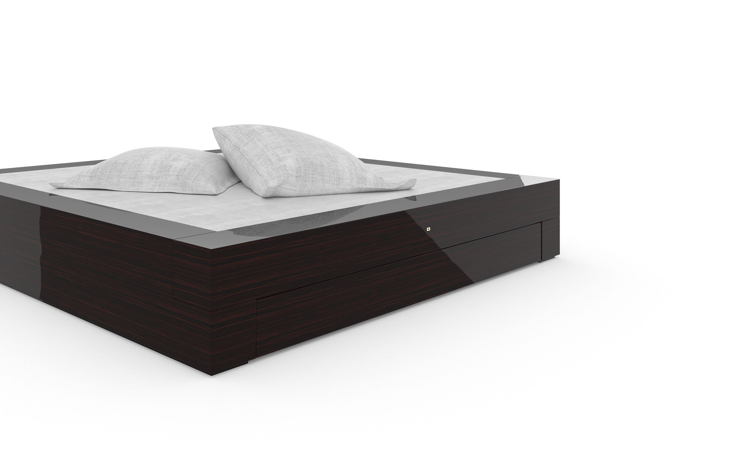 Design Bed Drawers Makassar Ebony Refined Handcrafted Purist Luxury InteriorFELIX SCHWAKE