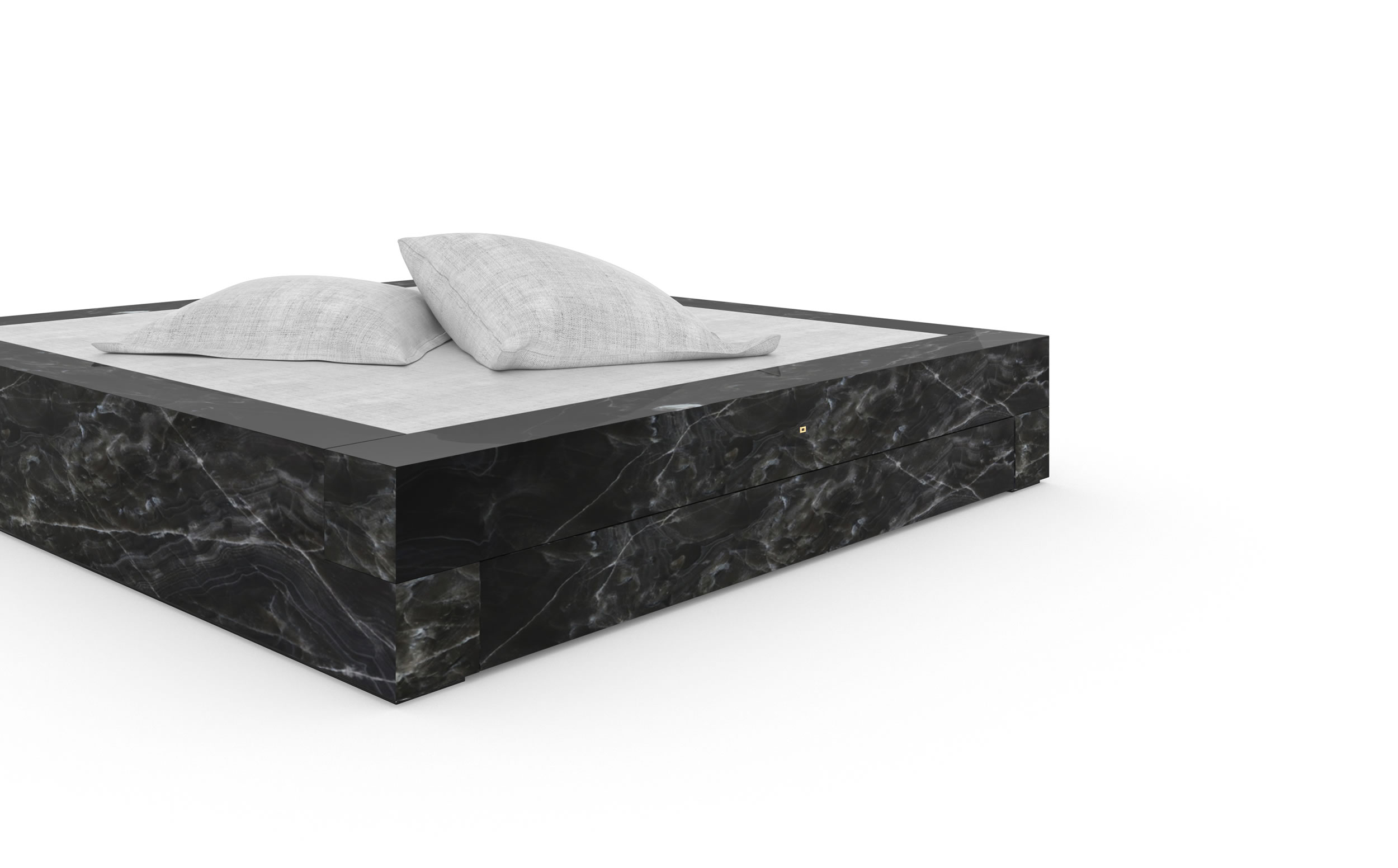 Design Bed Drawers Marble Black Design Custom Made Elegant Exclusive InteriorFELIX SCHWAKE