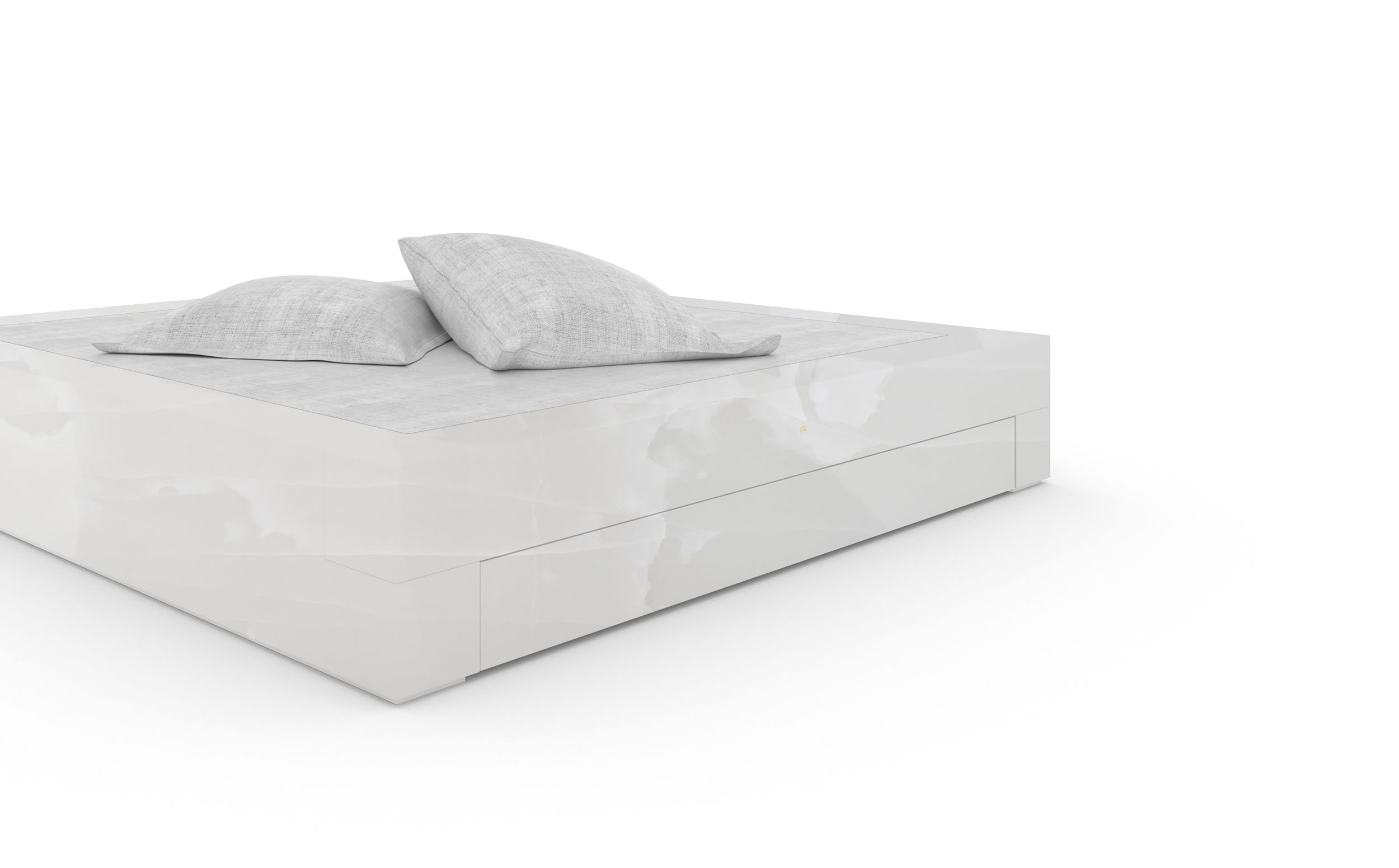 Design Bed Drawers Marble White Purist Exclusive Handcrafted Luxury InteriorFELIX SCHWAKE