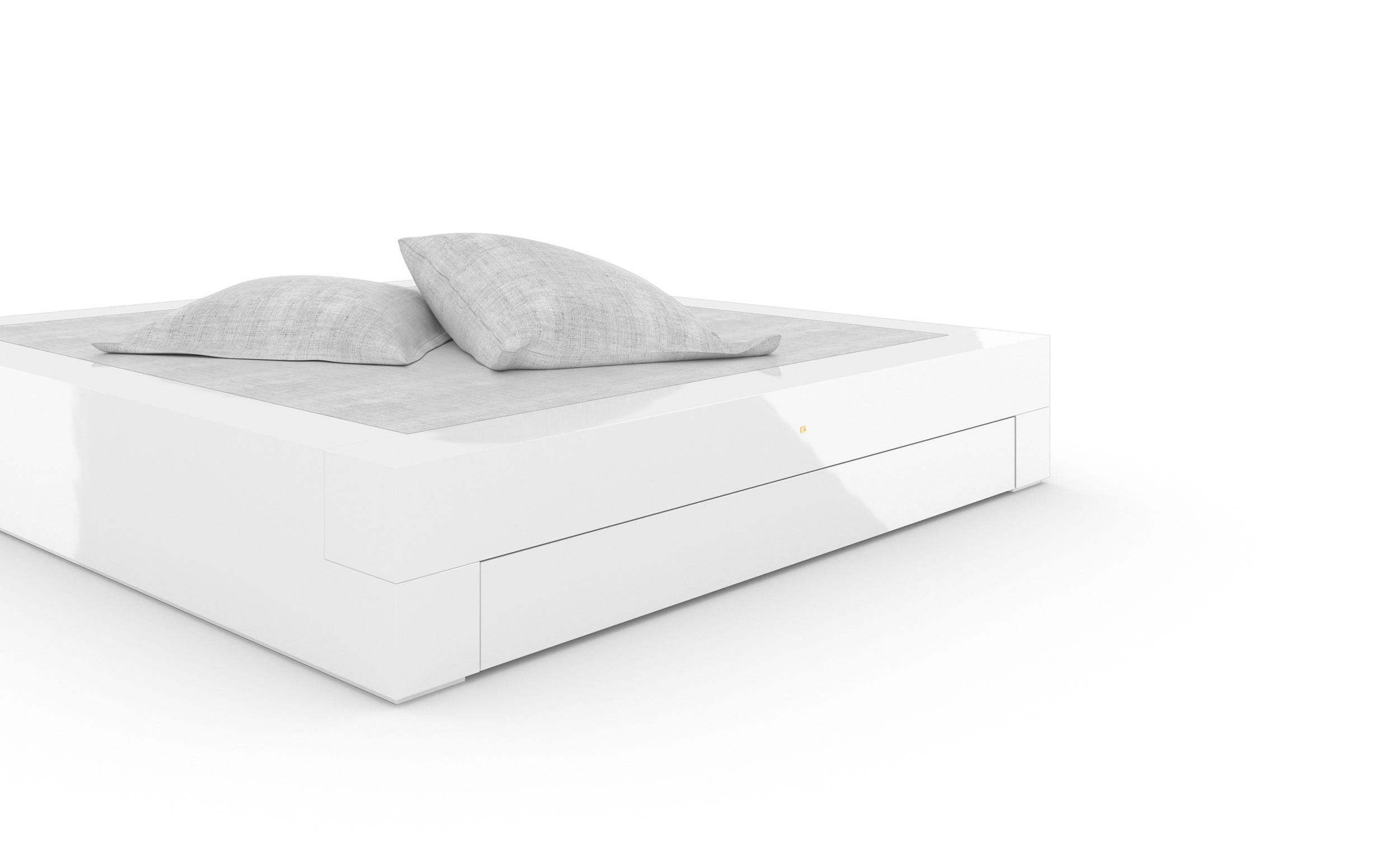 Design Bed Drawers White Glossy Select Handcrafted Design Premium Luxury InteriorFELIX SCHWAKE