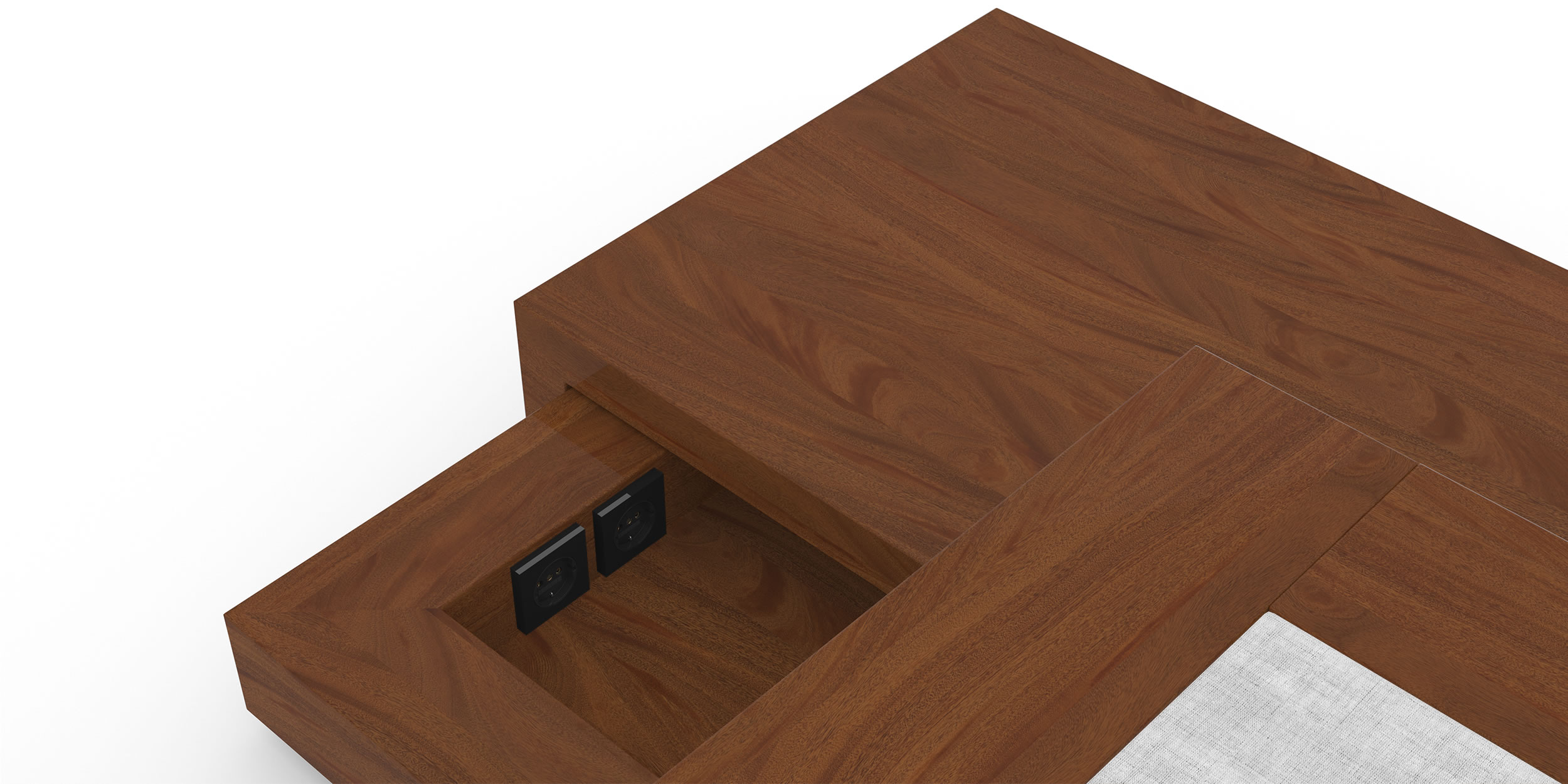 Design Bed Nightstand Drawer Mahogany Hardwood Exclusive Custom Made Design InteriorFELIX SCHWAKE