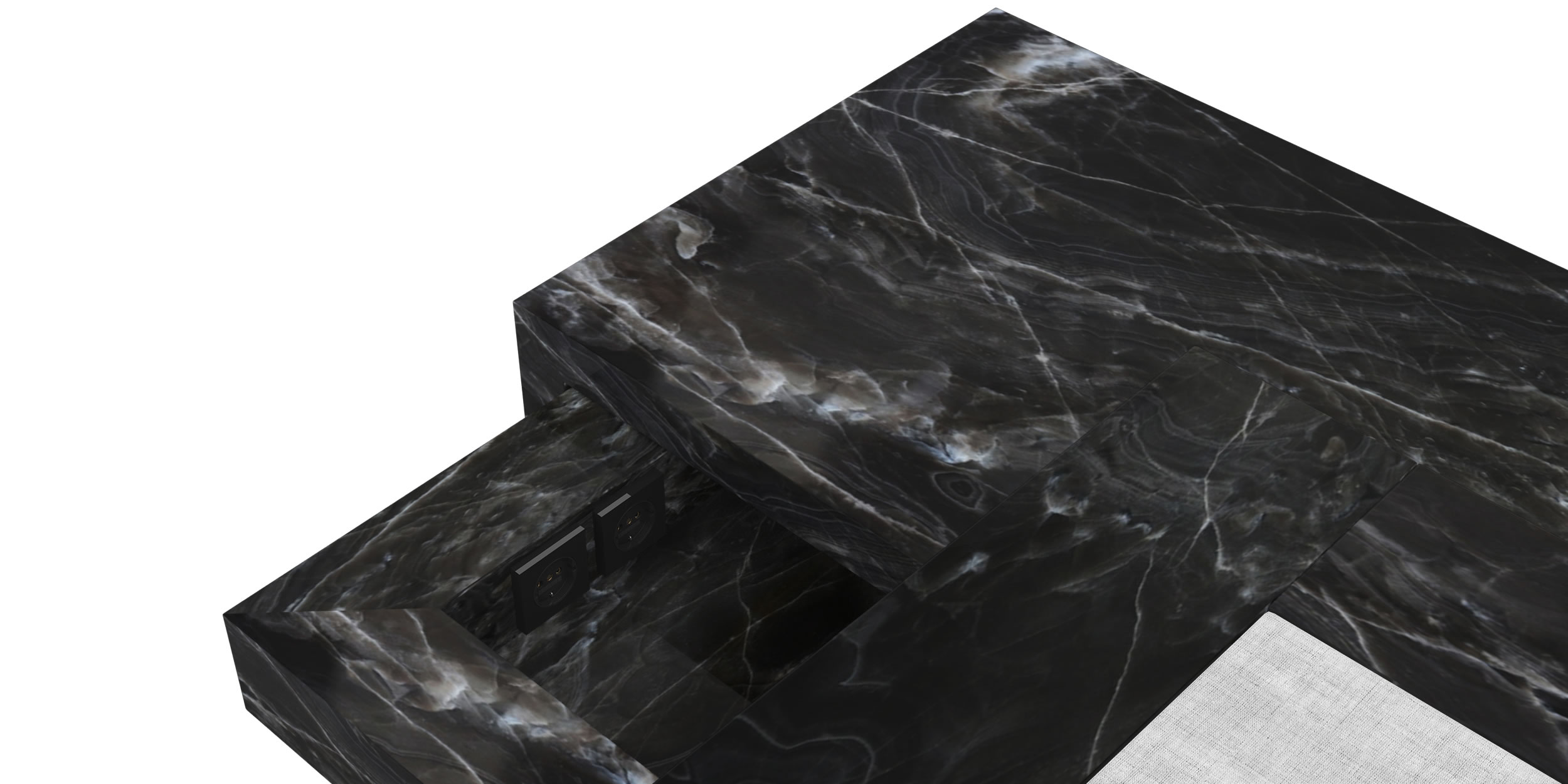 Design Bed Nightstand Drawer Marble Black Design Refined Handcrafted Luxury InteriorFELIX SCHWAKE