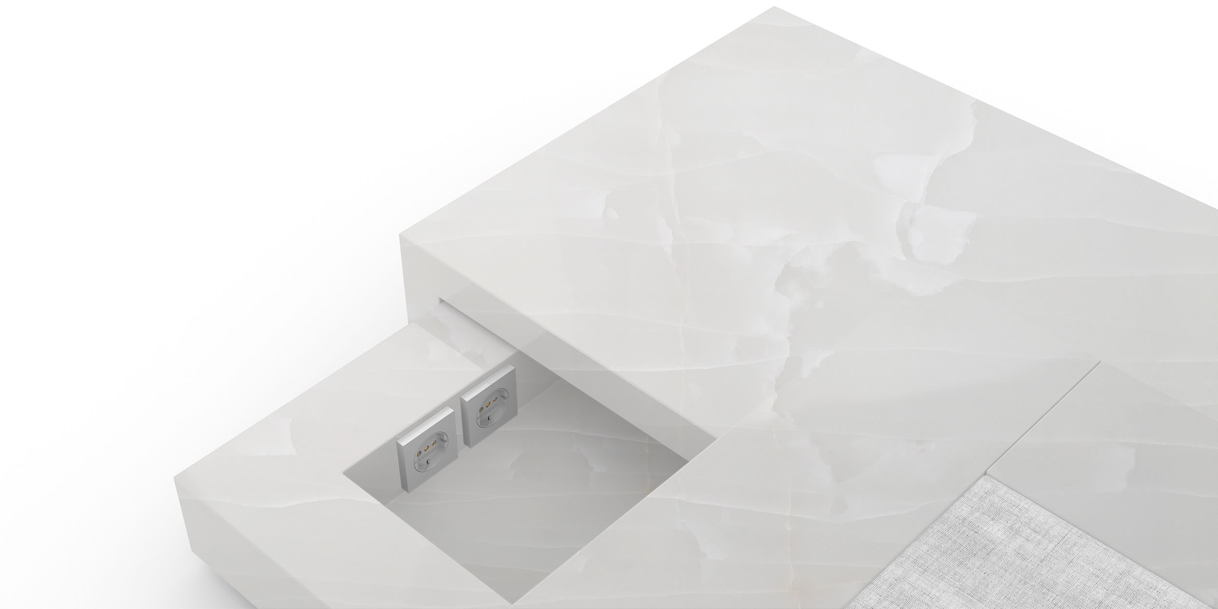Design Bed Nightstand Drawer Marble White Exclusive Elegant Custom Made InteriorFELIX SCHWAKE