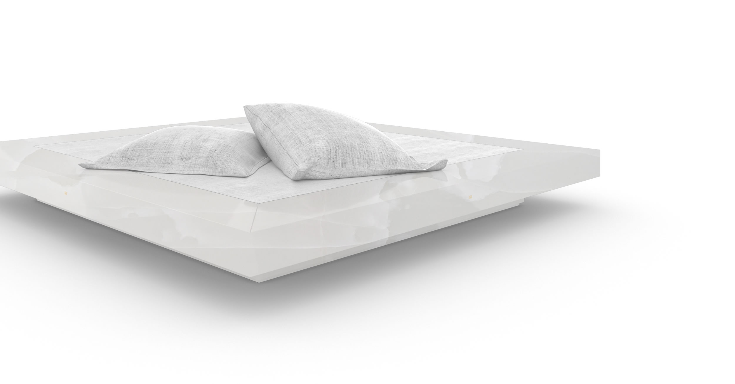 Design Bed Purist Marble White Elegant Exclusive Custom Made Design InteriorFELIX SCHWAKE