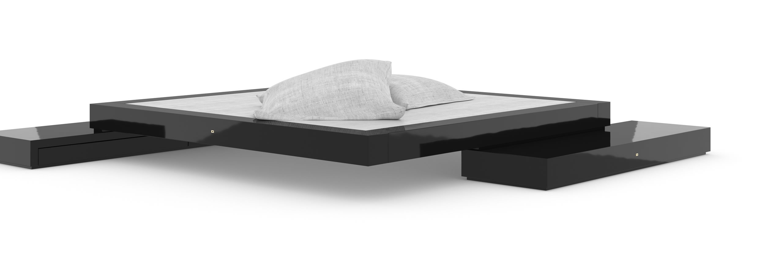 Design Bed Sideboards Black Glossy Exclusive Unique Custom Made InteriorFELIX SCHWAKE