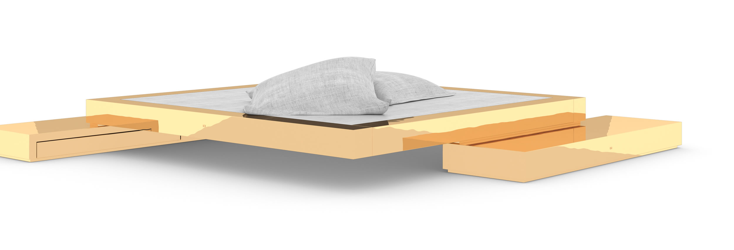 Design Bed Sideboards Exclusive Gold Handcrafted Luxury Unique Purist InteriorFELIX SCHWAKE