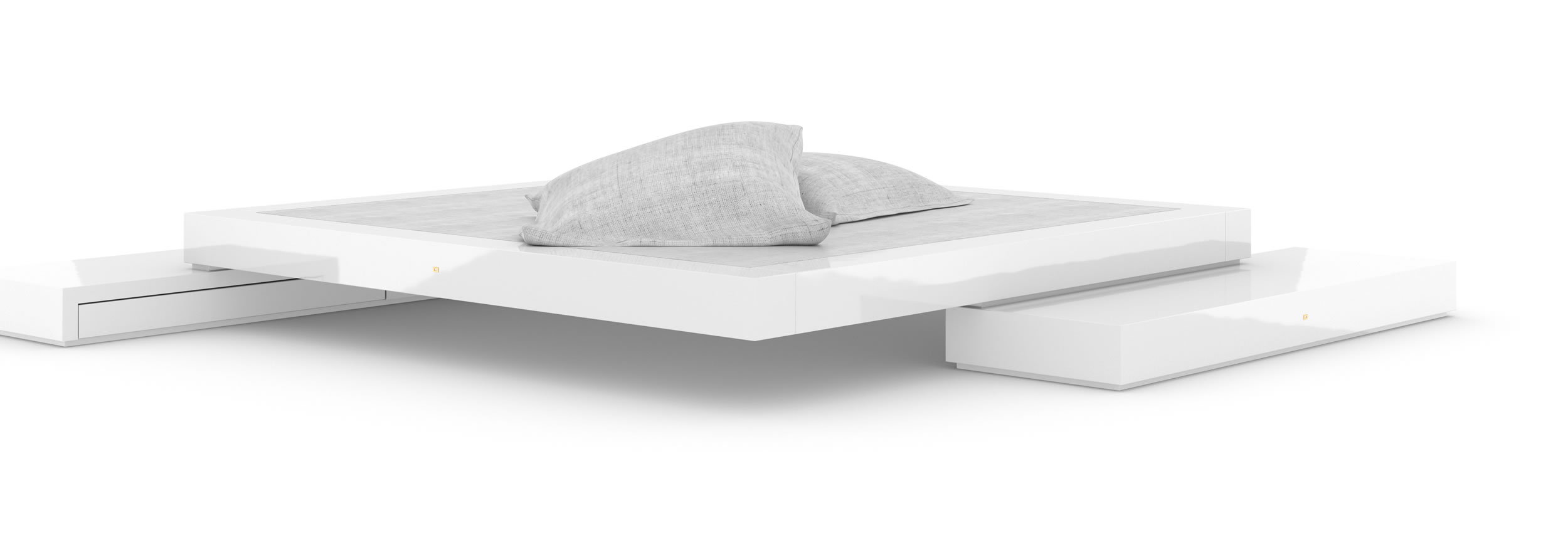 Design Bed Sideboards White Glossy Premium Handcrafted Design Elegant InteriorFELIX SCHWAKE