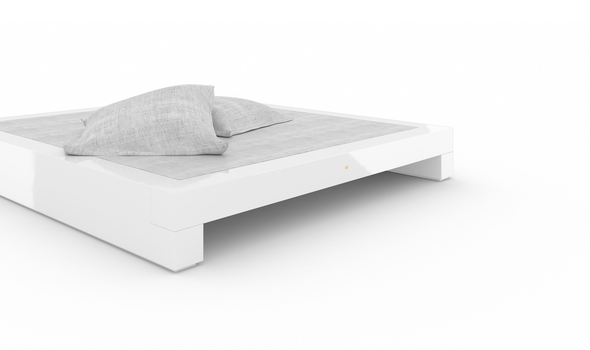 Design Bed White Glossy Elegant Handcrafted Premium Design Luxury InteriorFELIX SCHWAKE