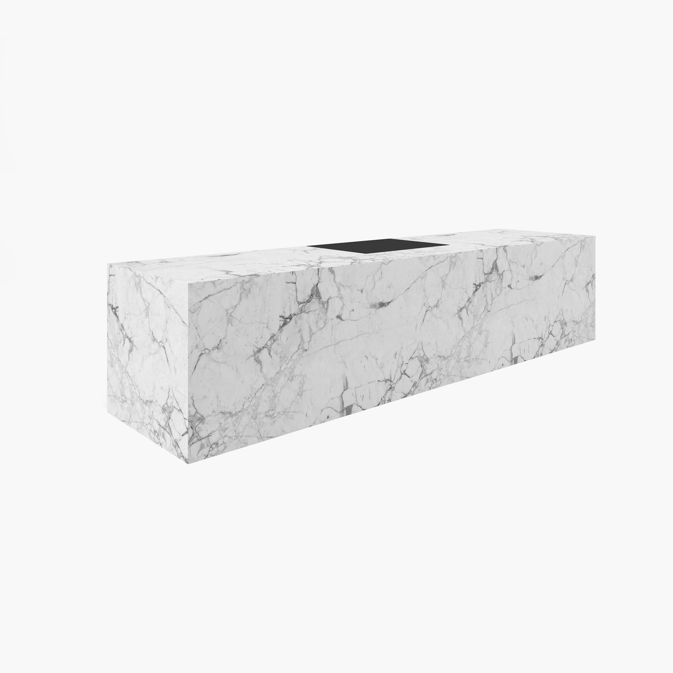 Desk large with extensible writing pad White Arabescato Marble artistic executive office art works Desks FS 417 FELIX SCHWAKE