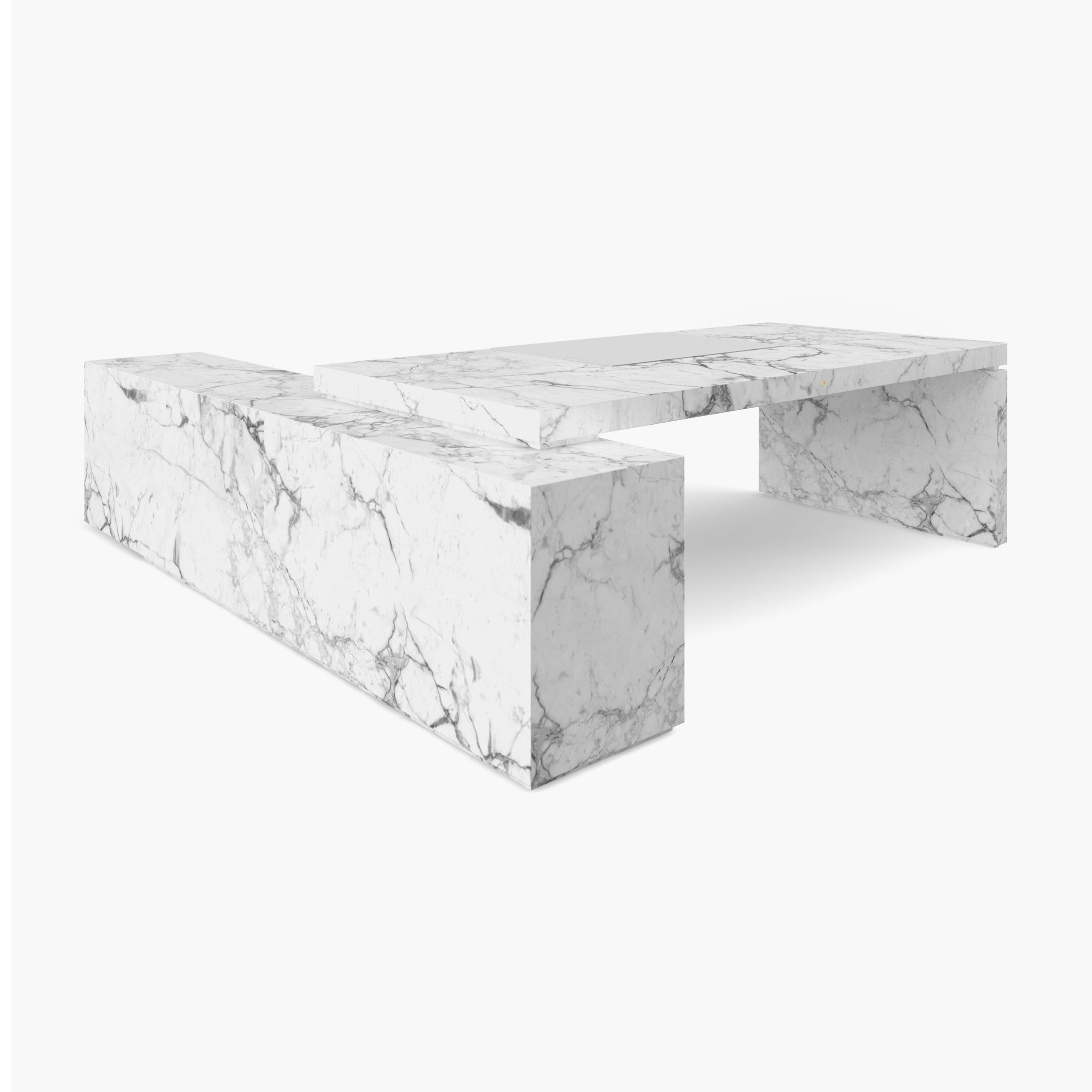 Desk large with sideboard White Arabescato Marble futuristic executive office Luxury Desks FS 419 1 FELIX SCHWAKE