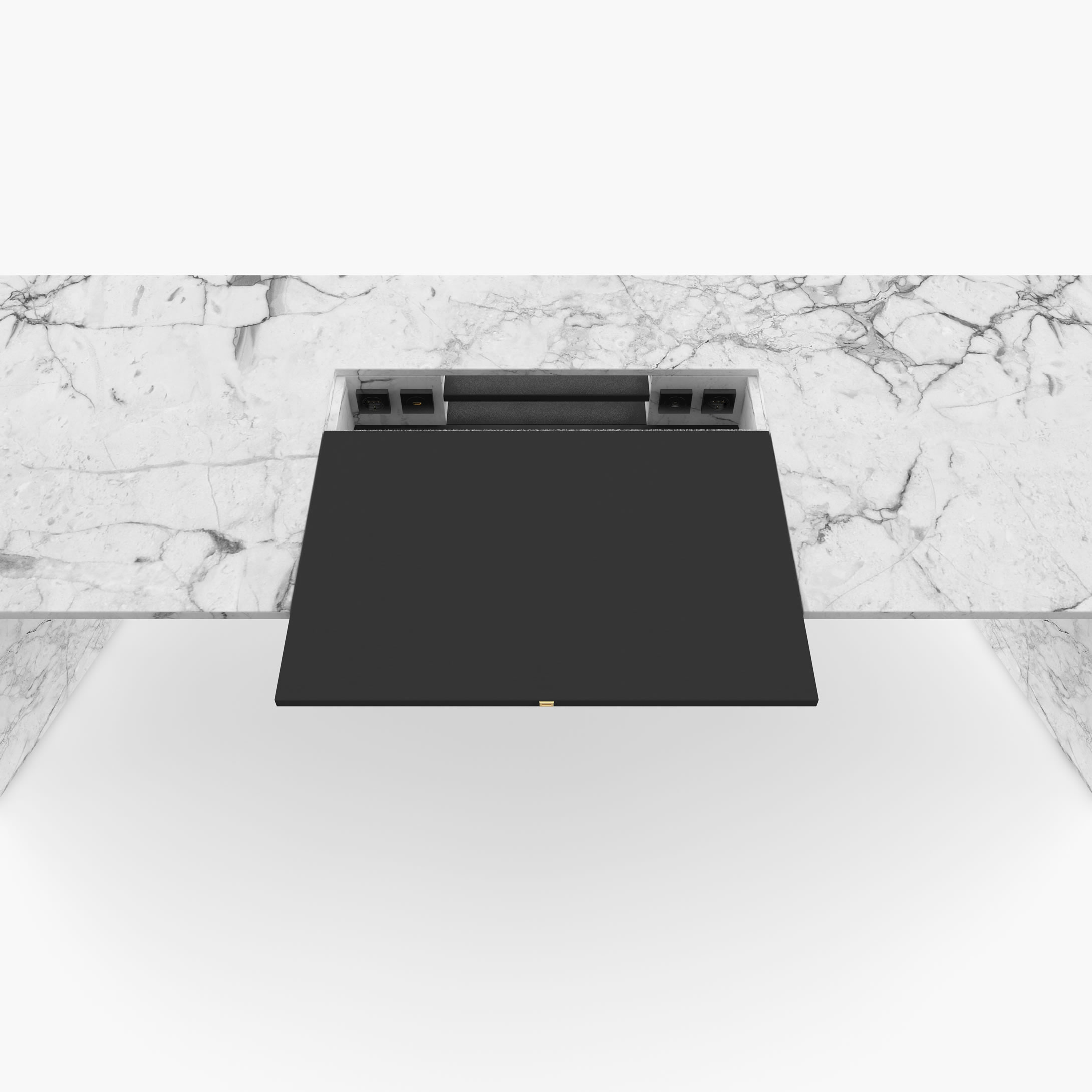Desk with extensible writing pad White Arabescato Marble beautiful private workspace piece of art Desks FS 418 2 FELIX SCHWAKE