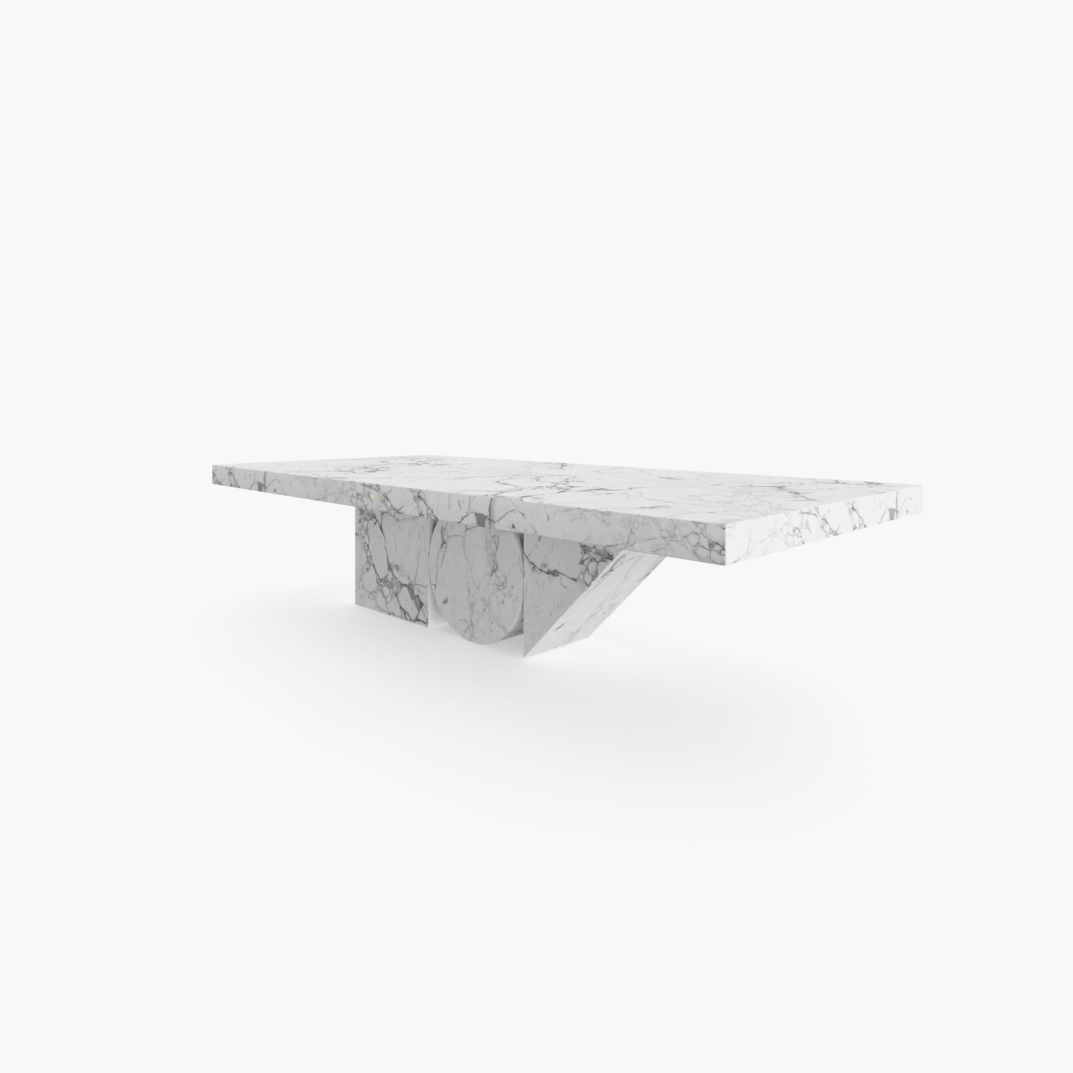 Dining Table Cylinder cuboid prism White Arabescato Marble amazing Dining Room designer Dining Tables FS 190 FELIX SCHWAKE