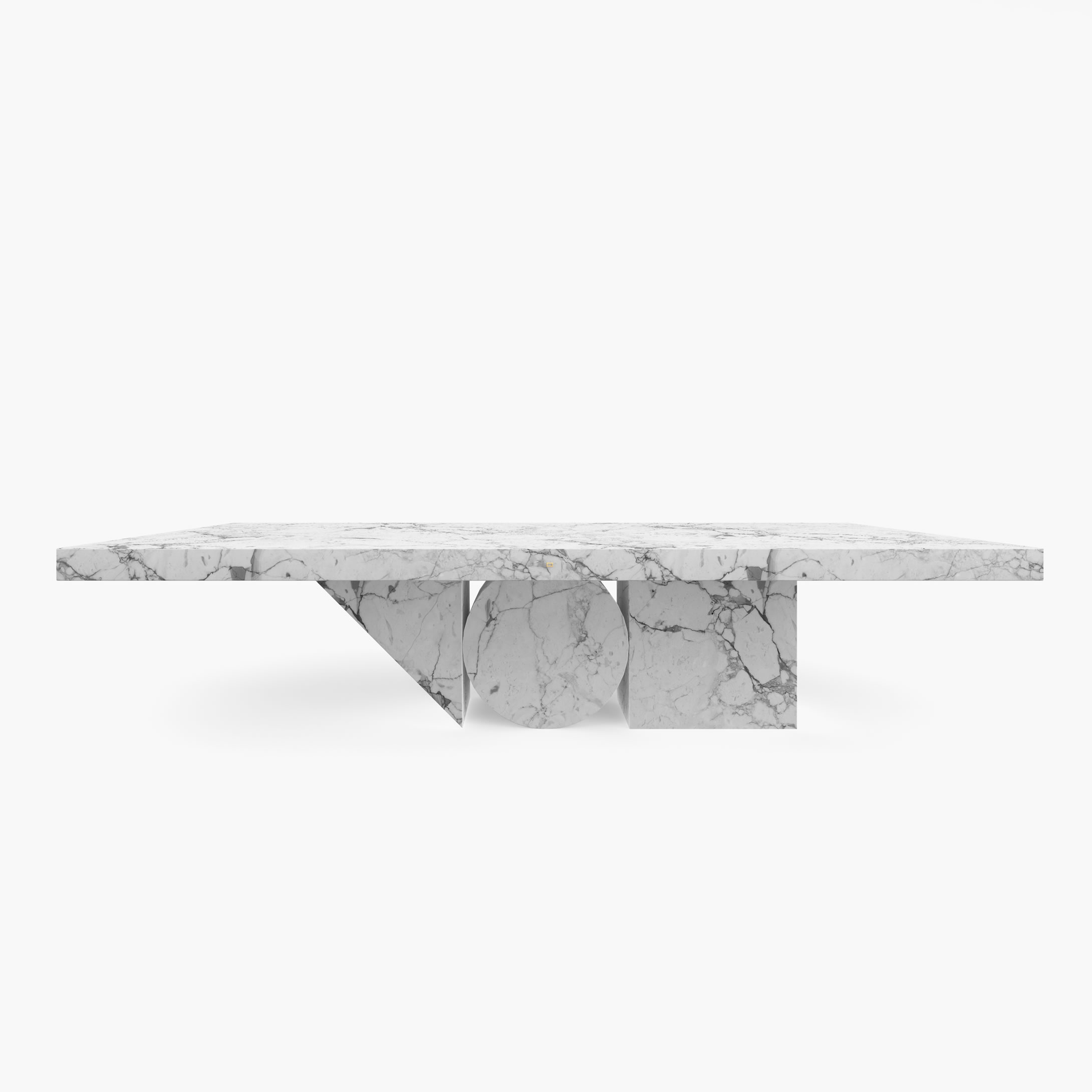 Dining Table Cylinder cuboid prism White Arabescato Marble beautiful Dining Room piece of art Dining Tables FS 190 FELIX SCHWAKE
