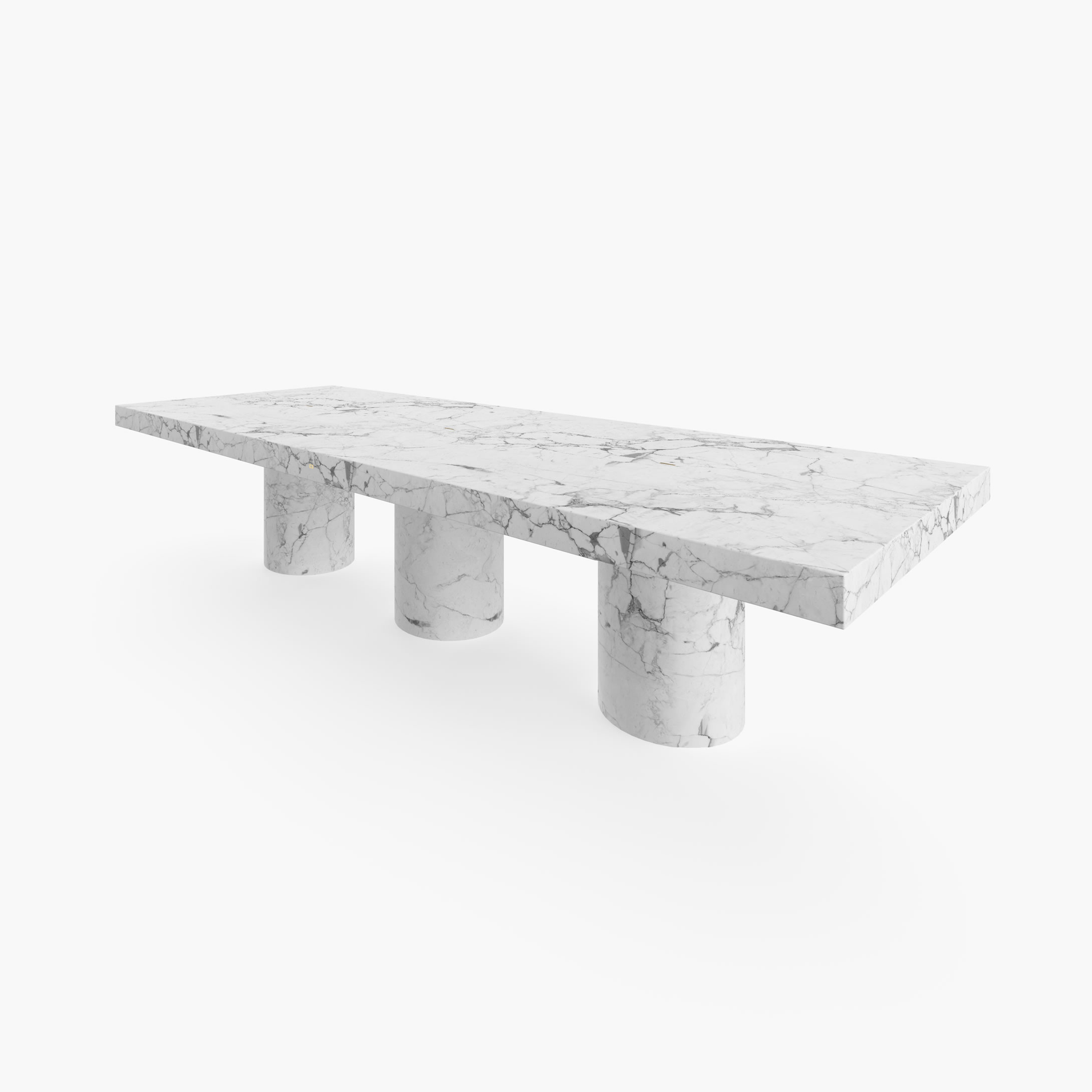 Dining Table Cylinder legs White Arabescato Marble avant gard Dining Room minimalism Dining Tables FS 173 FELIX SCHWAKE