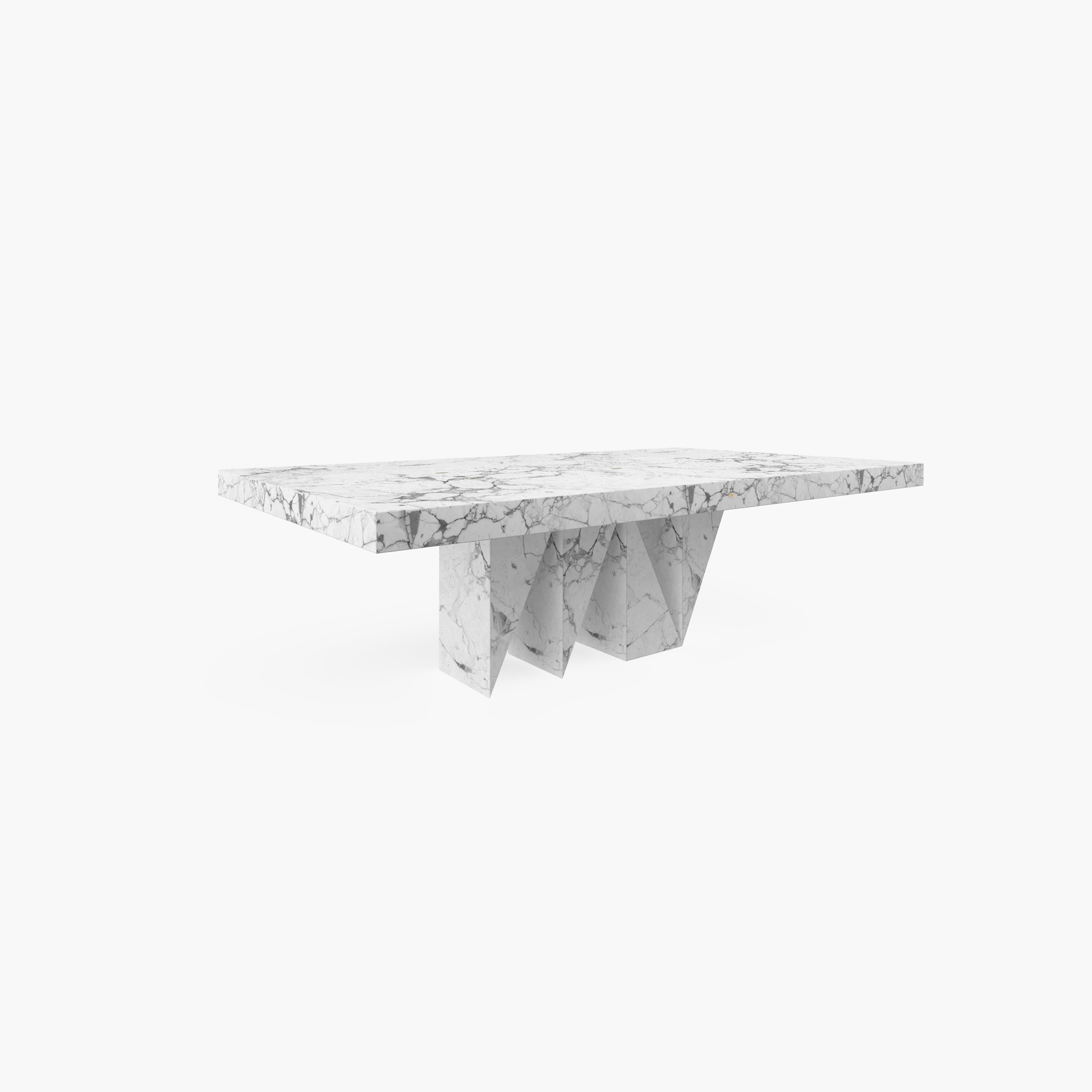Dining Table Prism Legs White Arabescato Marble modern Dining Room designer Dining Tables FS 174 b FELIX SCHWAKE