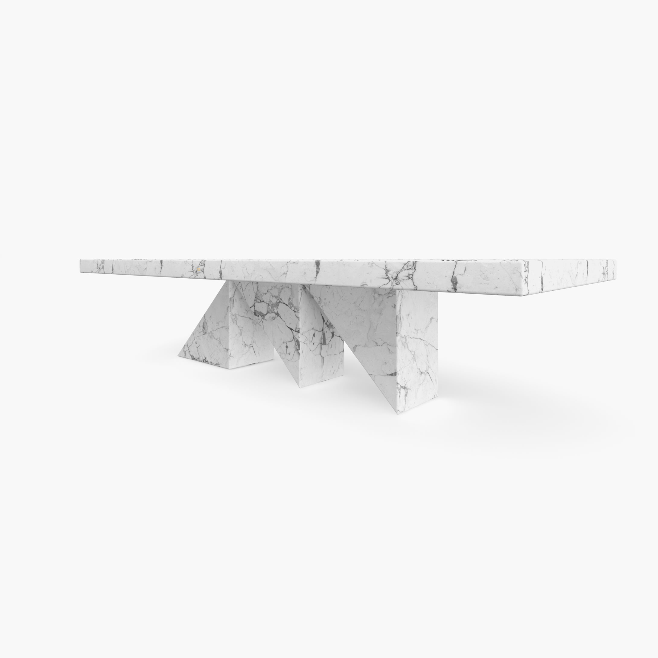 Dining Table Prisms legs White Arabescato Marble pure Dining Room masterpieces Dining Tables FS 190 1 FELIX SCHWAKE