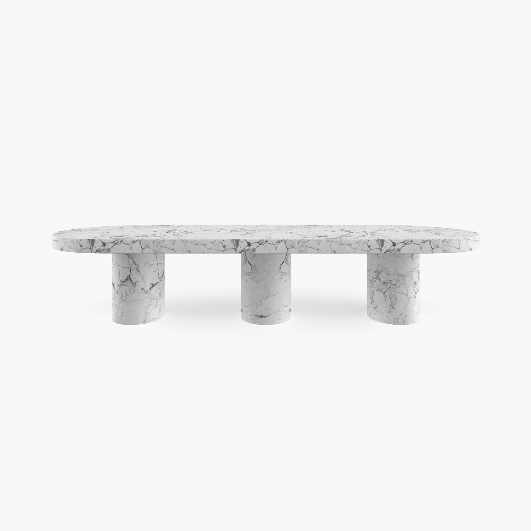 Dining Table large Cylinder legs White Arabescato Marble elegant Dining Room piece of art Dining Tables FS 179 FELIX SCHWAKE