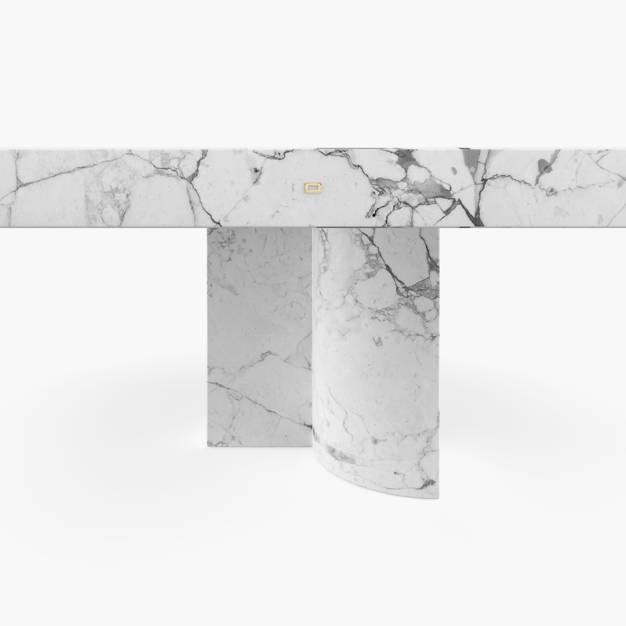 Dining Table quarter cylinder segments legs White Arabescato Marble unfathomable simplicity Dining Room minimalism Dining Tables FS 194 F FELIX SCHWAKE