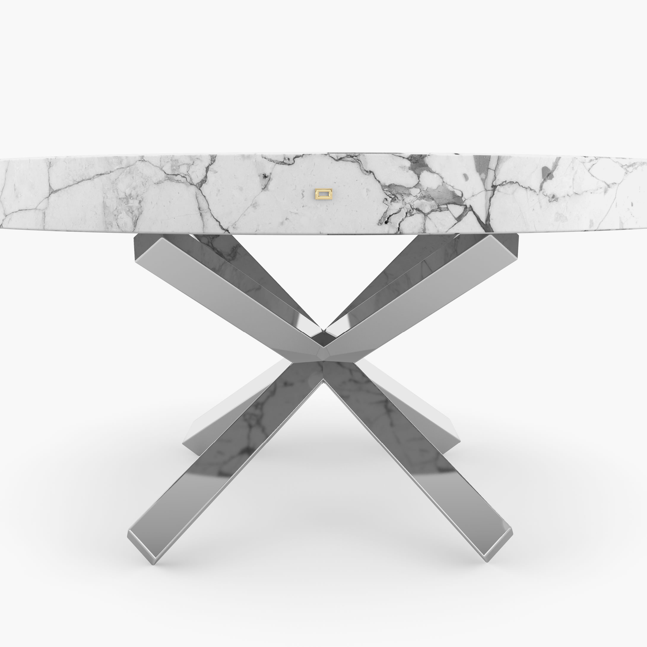 Dining Table round crossed X legs White Arabescato Marble iconic Dining Room modern art Dining Tables FS 194 E FELIX SCHWAKE