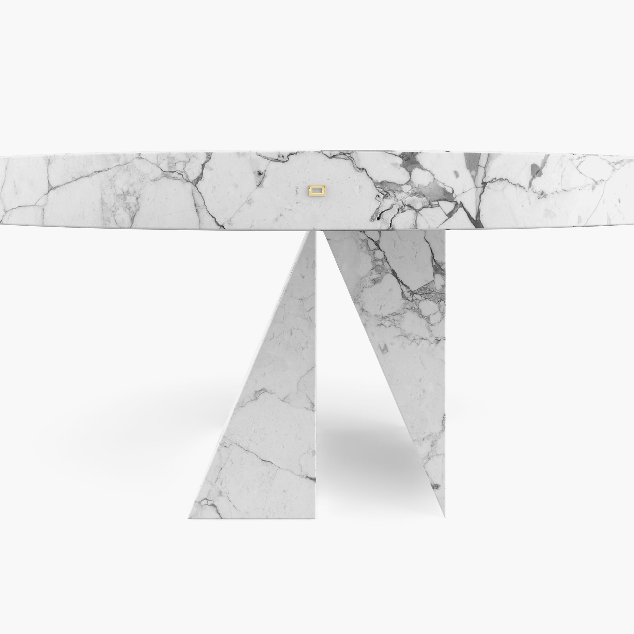 Dining Table round prisms legs White Arabescato Marble geometric Dining Room masterpieces Dining Tables FS 194 D FELIX SCHWAKE