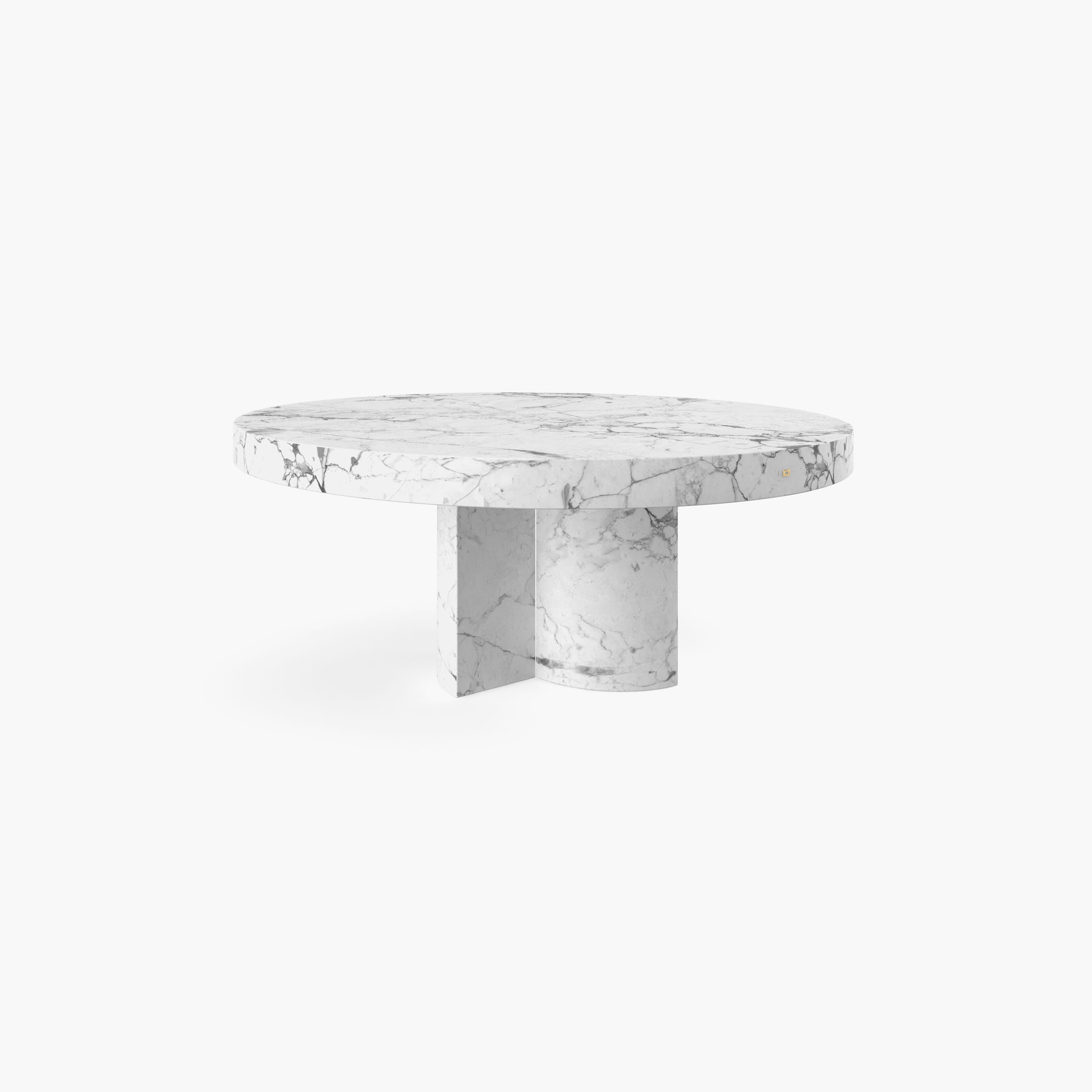 Dining Table round quarter cylinder segments legs White Arabescato Marble avant gard Dining Room minimalism Dining Tables FS 194 A FELIX SCHWAKE