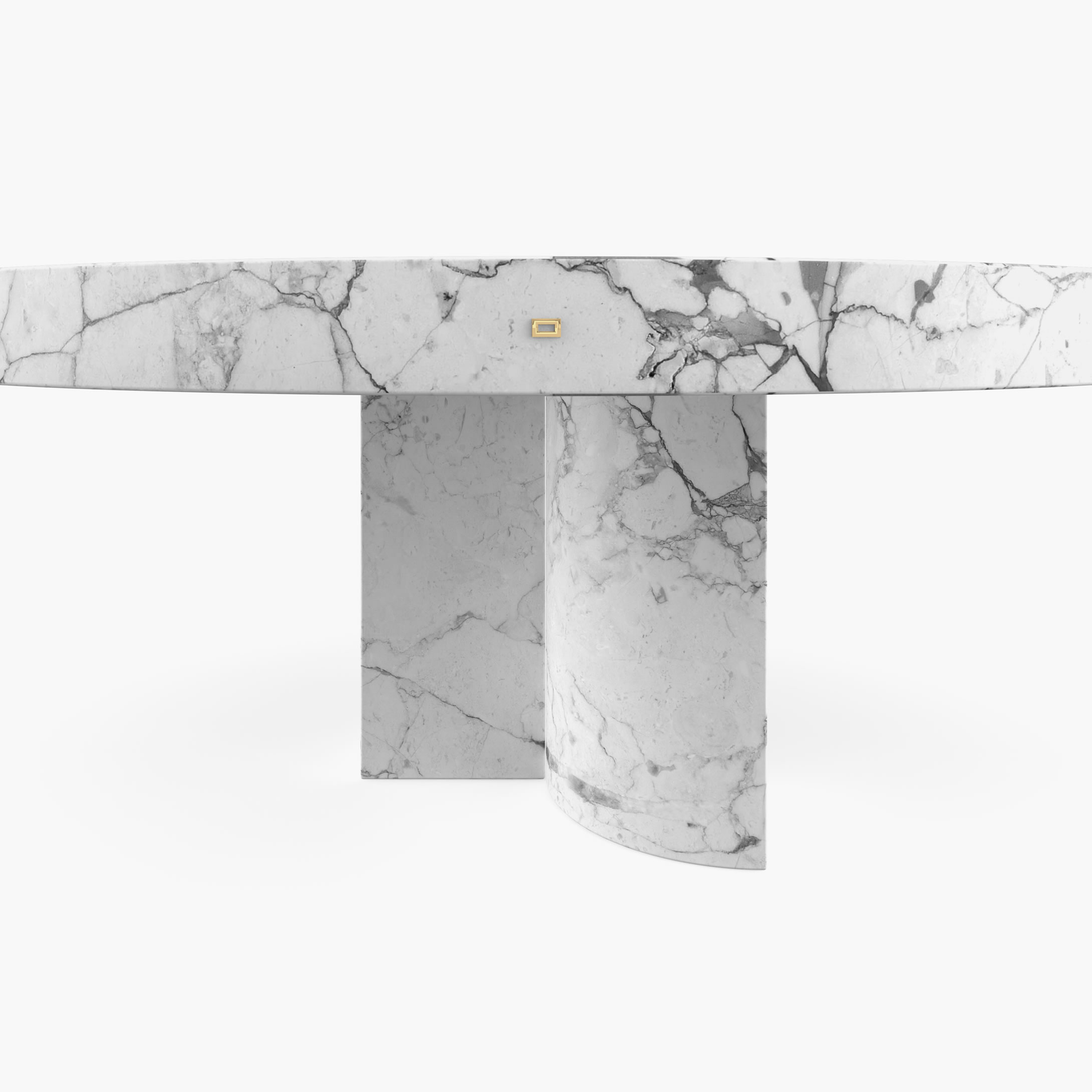 Dining Table round quarter cylinder segments legs White Arabescato Marble unique shaped Dining Room interior design Dining Tables FS 194 A FELIX SCHWAKE