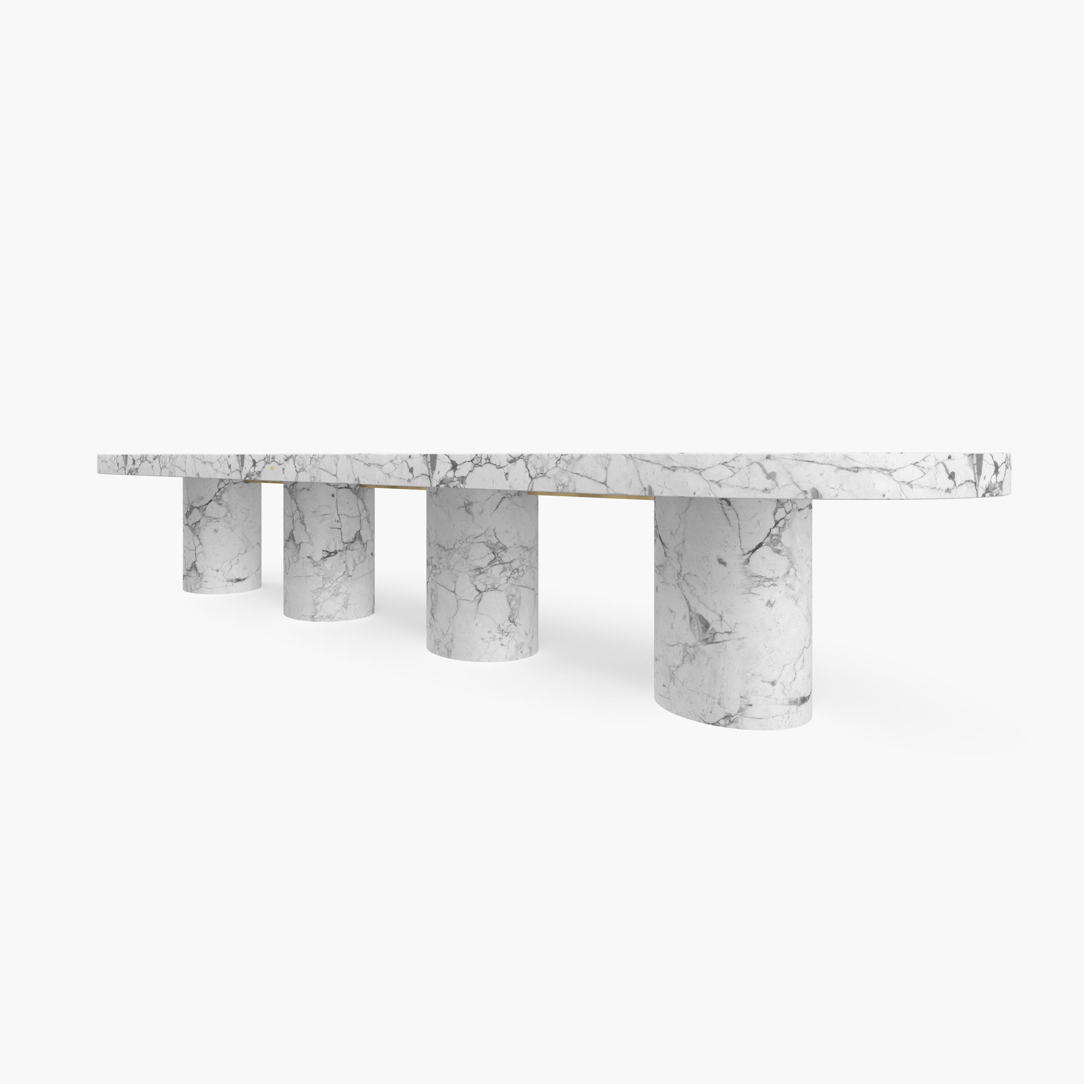 Dining Table very large Cylinder legs White Arabescato Marble art Dining Room art works Dining Tables FS 180 FELIX SCHWAKE