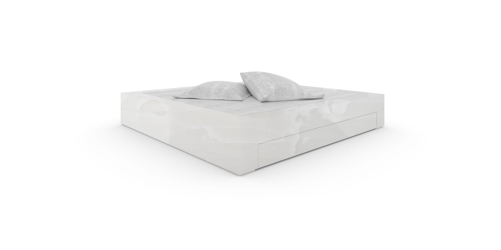 B1.1 Design-Bett mit Schubladen, Marmor, Weiß - FELIX SCHWAKE