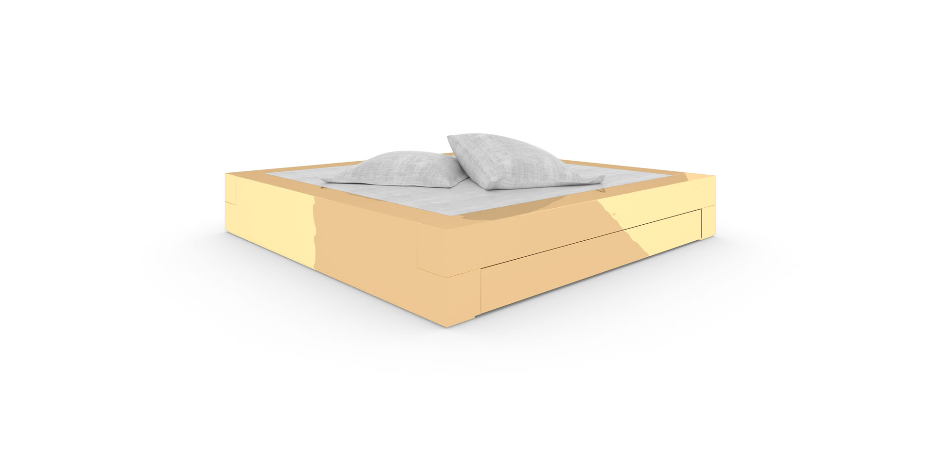 B1.1 Design-Bett mit Schubladen, Gold - FELIX SCHWAKE
