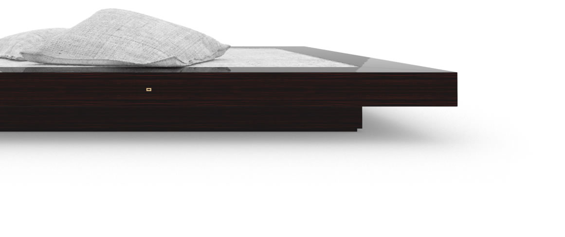 FELIX SCHWAKE BED II High Gloss Makassar Ebony Black Precious Wood Mirror Polish Piano Finish Nobel Bed Floating