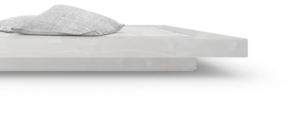 FELIX SCHWAKE BED II onyx marble white minimalist bed floating