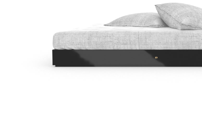 FELIX SCHWAKE BED IV High Gloss Black Lacquer Mirror polished Piano Finish Cultivate Boxspring Bed