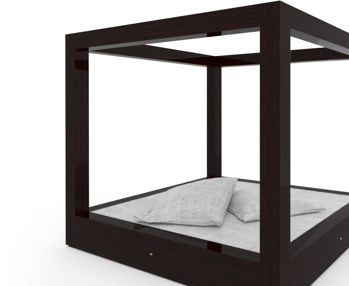 FELIX SCHWAKE BED V High Gloss Makassar Ebony Black Precious Wood Mirror Polish Piano Finish Customize Canopy Bed