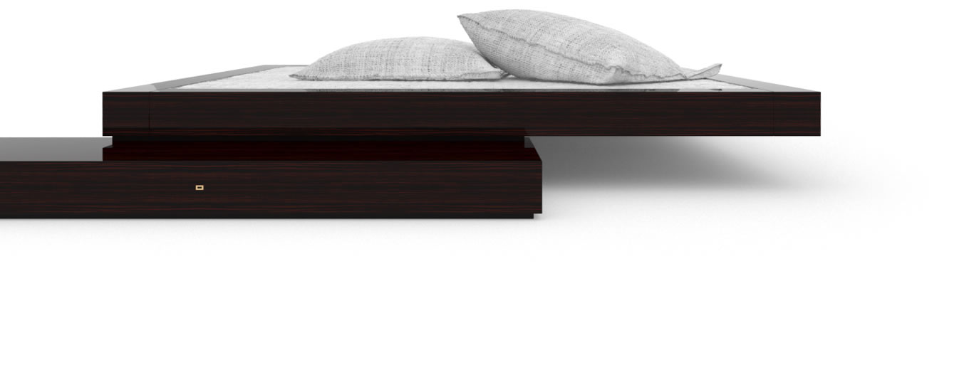 FELIX SCHWAKE BED VI High Gloss Makassar Ebony Black Precious Wood Mirror Polish Piano Finish Nobel Stand Alone Bed