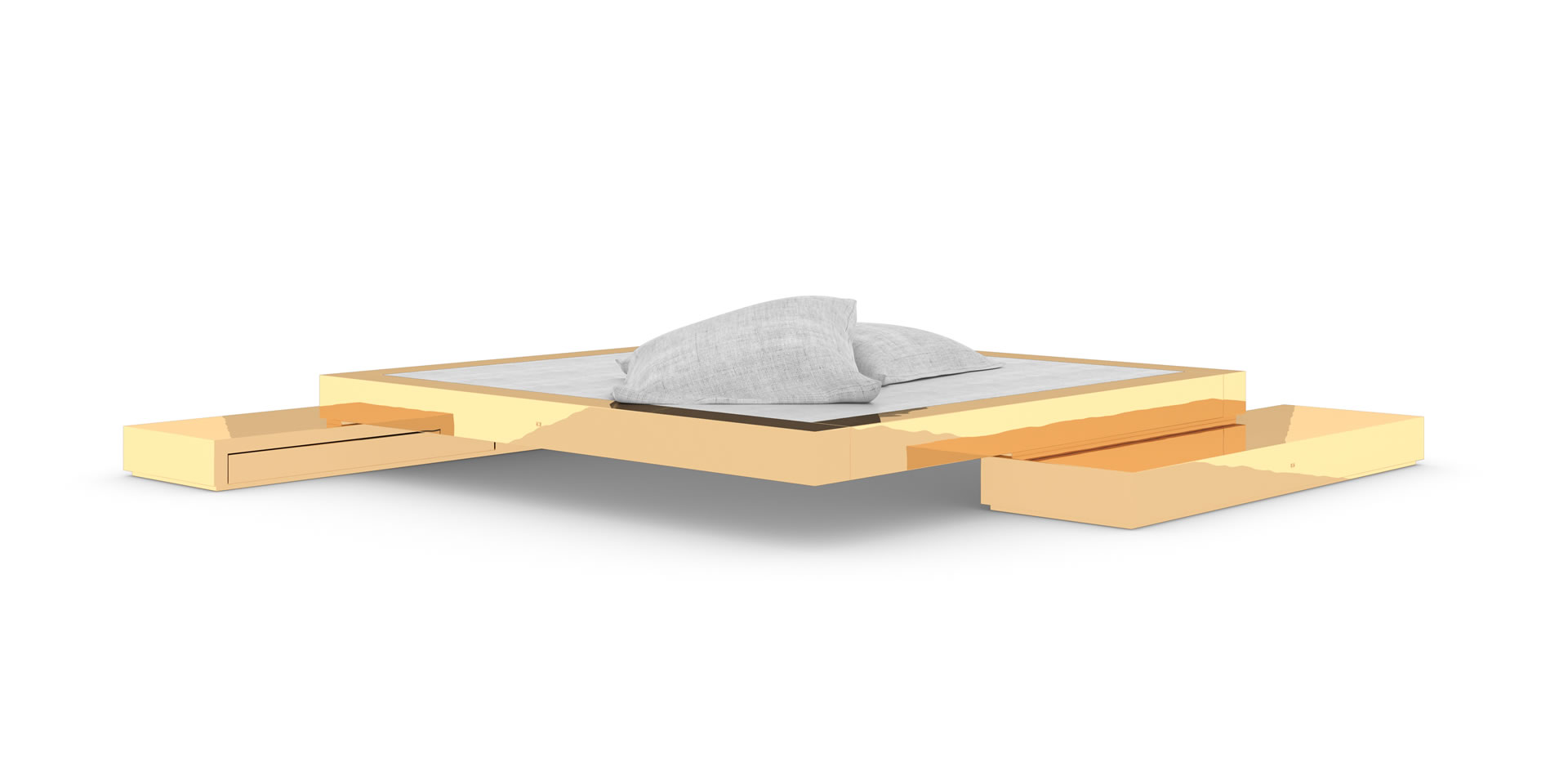B6 Design-Bett mit Bettkästen, Gold - FELIX SCHWAKE