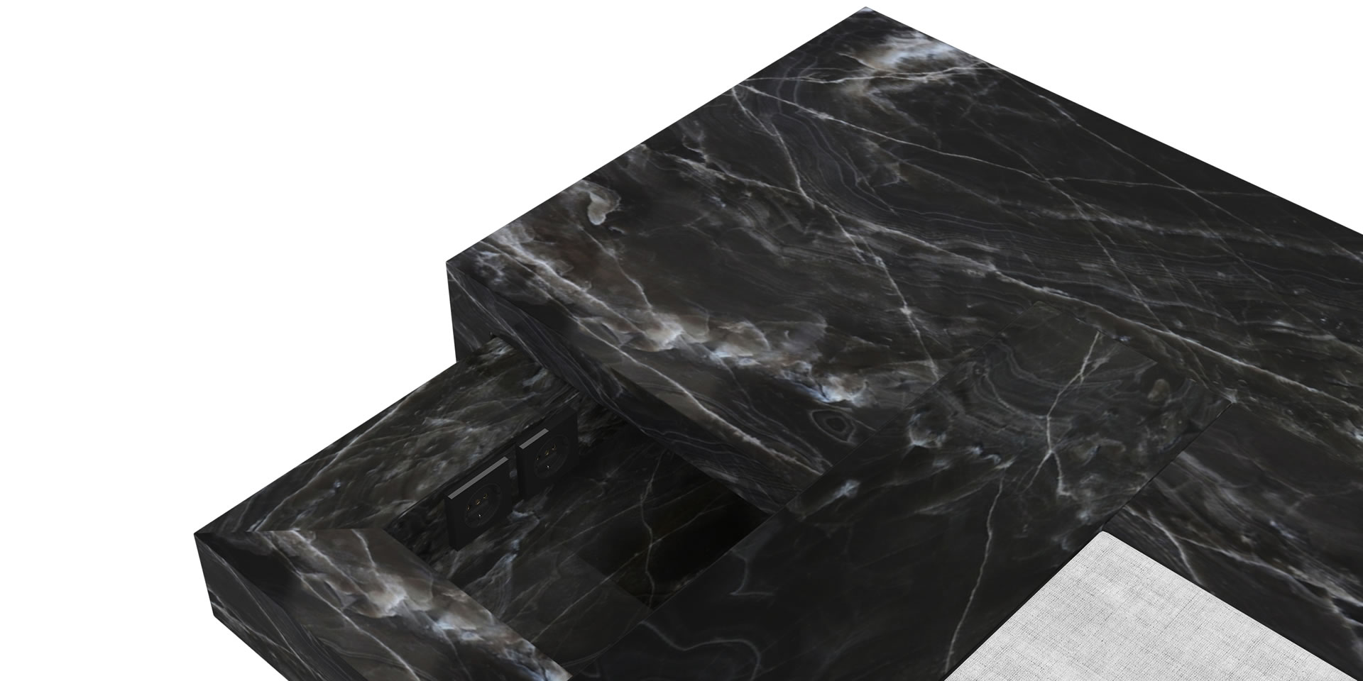 FELIX SCHWAKE BED VI marble black bespoke special edition Inside View