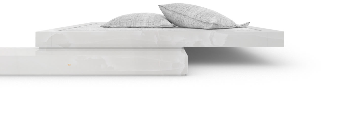 FELIX SCHWAKE BED VI onyx marble white minimalist design bed