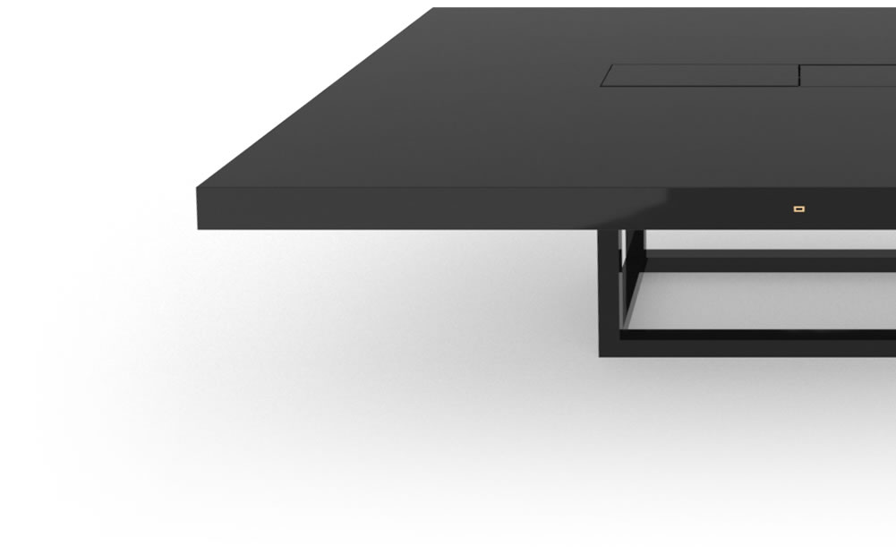 FELIX SCHWAKE CONFERENCE TABLE II I Meeting Table High Gloss Black Lacquer Mirror polished Piano Finish Classy Meeting Table Grid Base