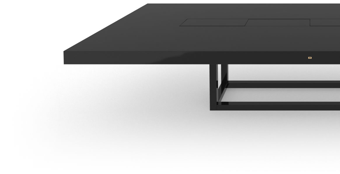 FELIX SCHWAKE CONFERENCE TABLE II II High Gloss Black Lacquer Mirror polished Piano Finish Classy Conference Table Grid Base