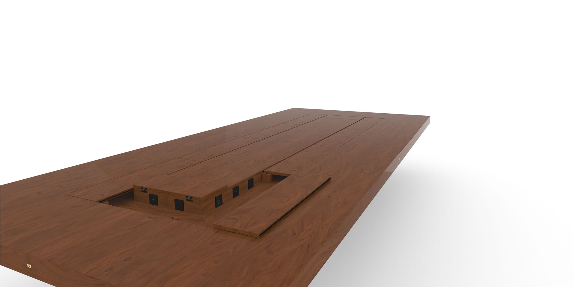 FELIX SCHWAKE CONFERENCE TABLE II V large Anlage precious wood mahogany customized bespoke Inside View